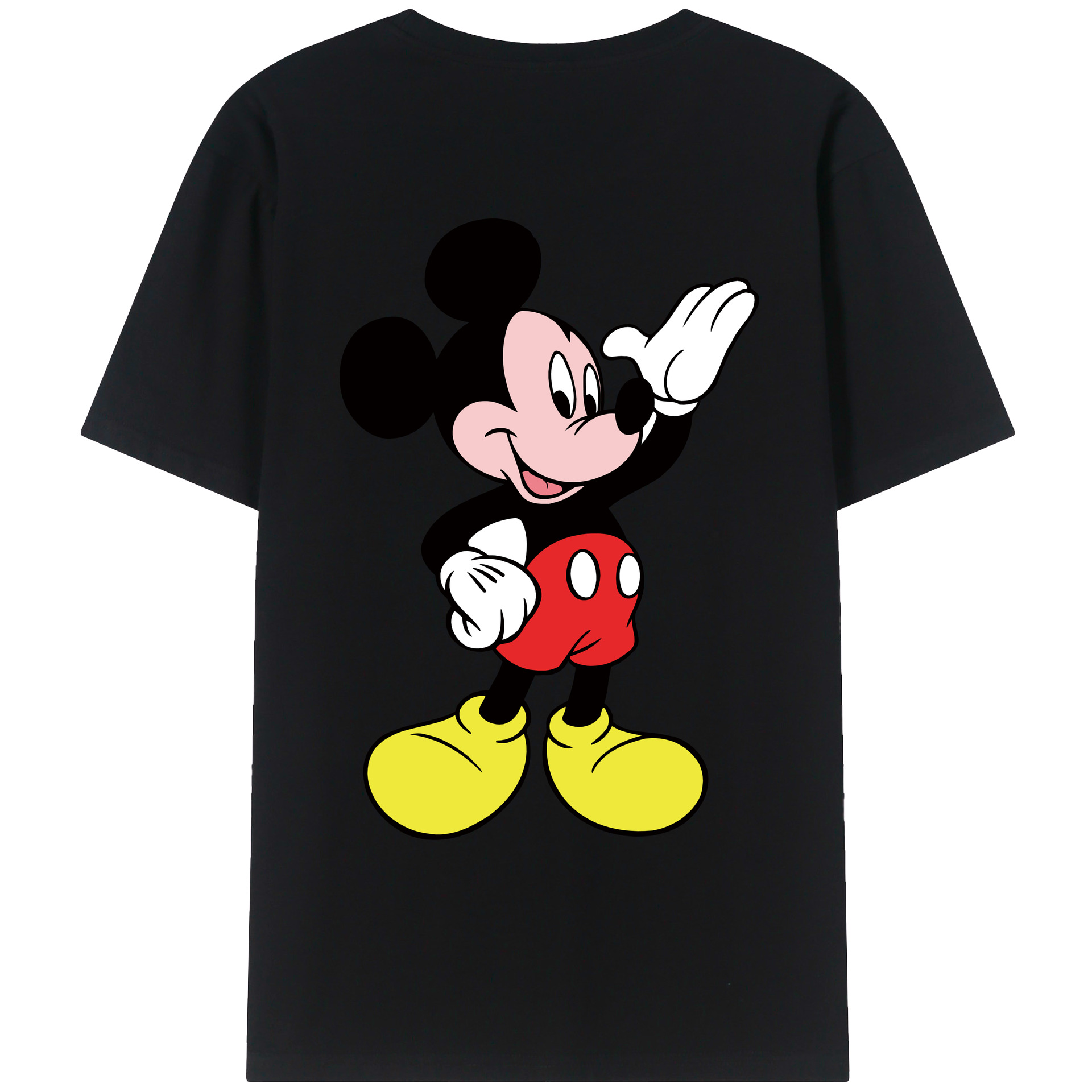 ミッキーマウス Mickey Mouse 綿100％ メンズ半袖Tシャツ（バックプリント） 通気性