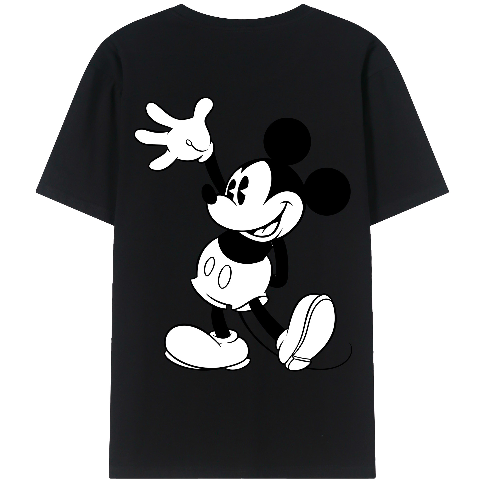 ミッキーマウス Mickey Mouse 綿100％ メンズ半袖Tシャツ（バックプリント） 通気性