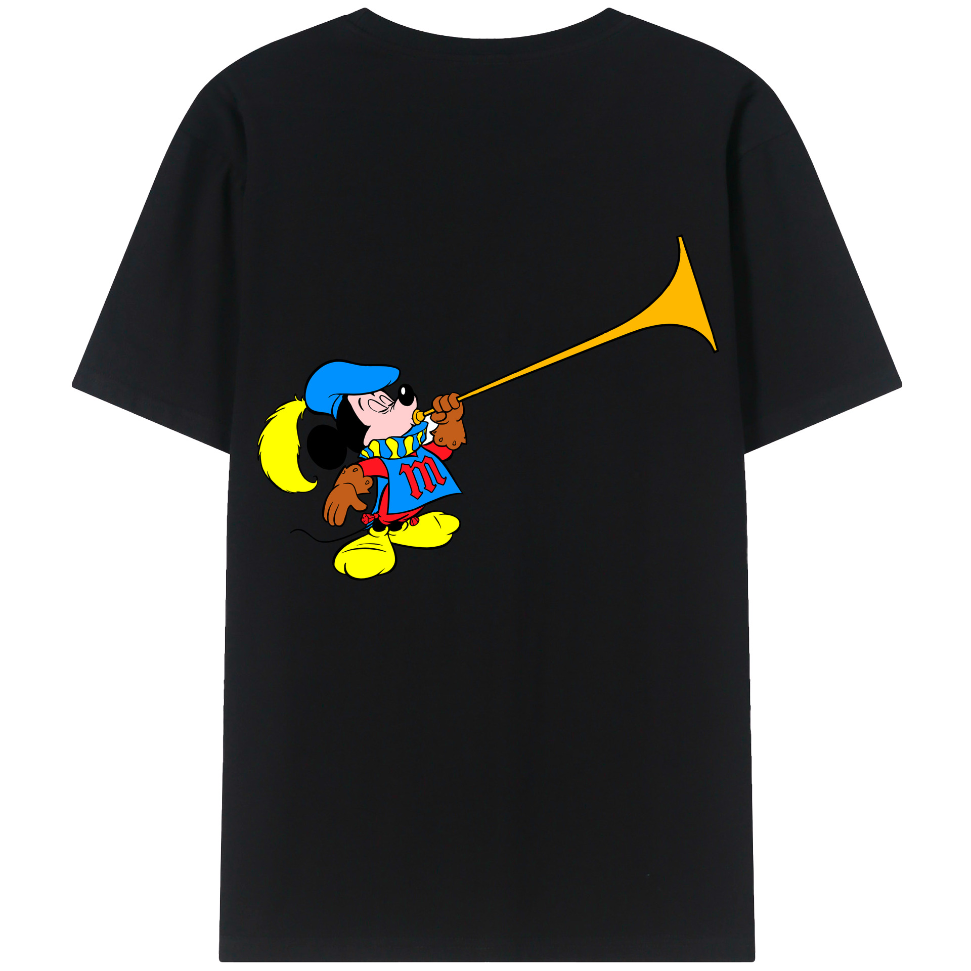 ミッキーマウス Mickey Mouse 綿100％ メンズ半袖Tシャツ（バックプリント） 通気性