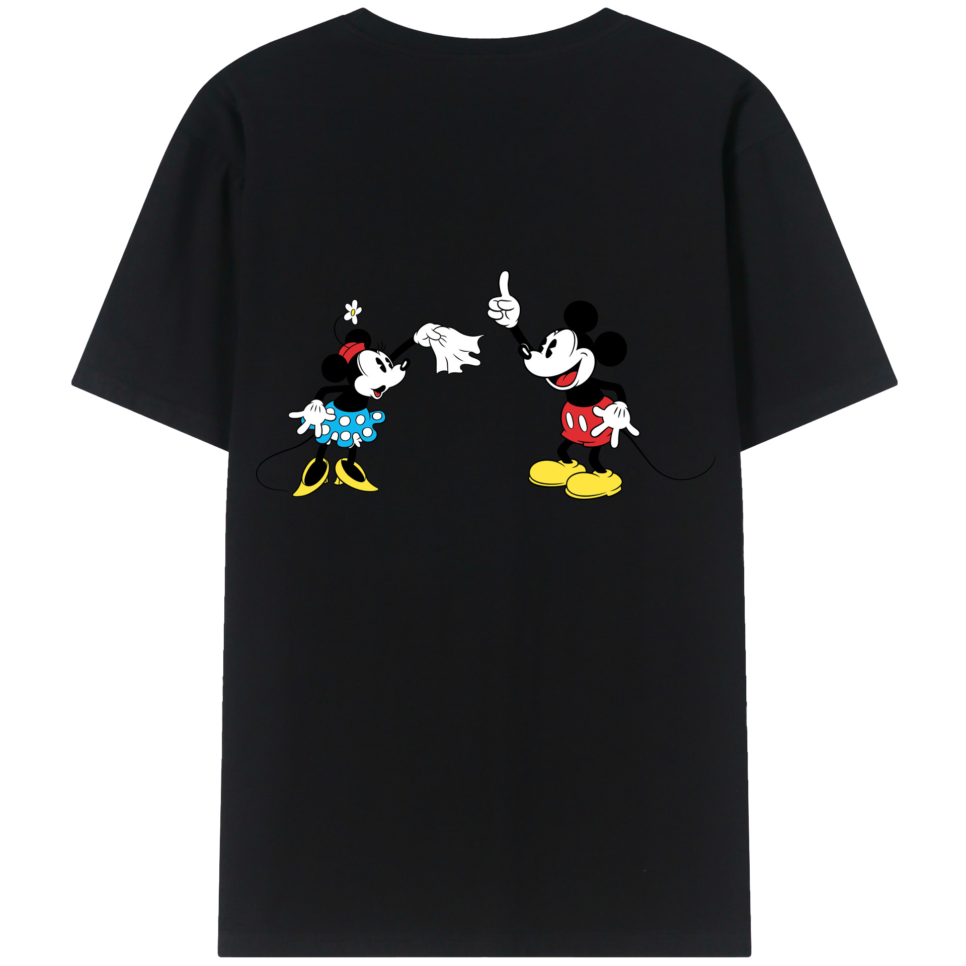 ミッキーマウス Mickey Mouse 綿100％ メンズ半袖Tシャツ（バックプリント） 通気性