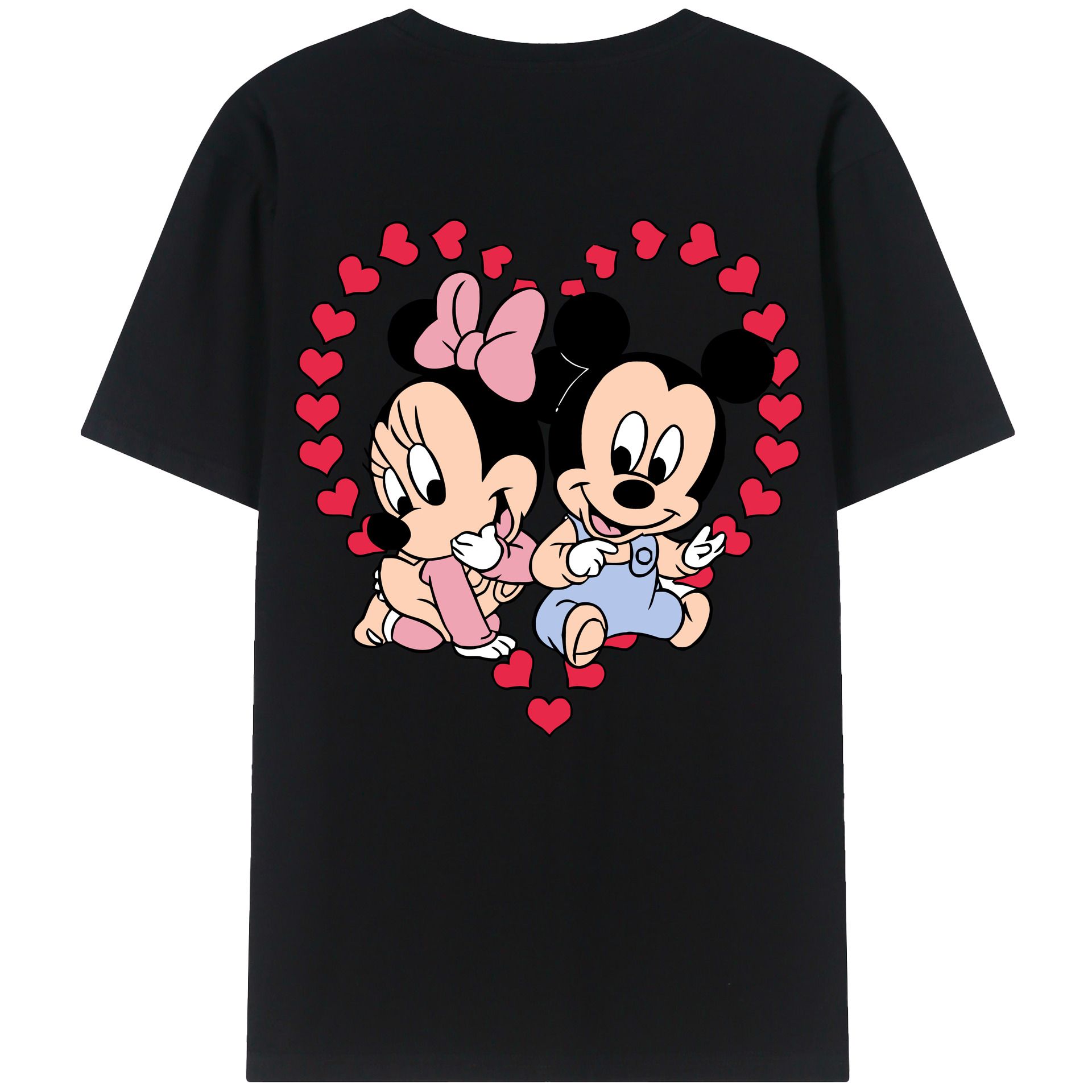 ミッキーマウス Mickey Mouse 綿100％ メンズ半袖Tシャツ（バックプリント） 通気性