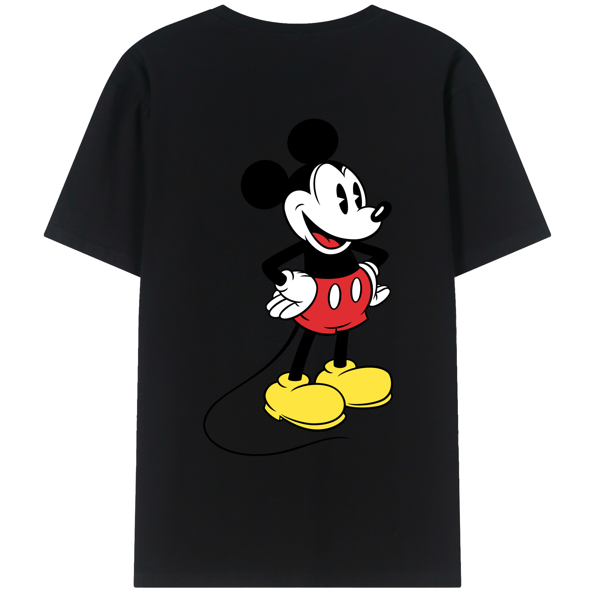 ミッキーマウス Mickey Mouse 綿100％ メンズ半袖Tシャツ（バックプリント） 通気性