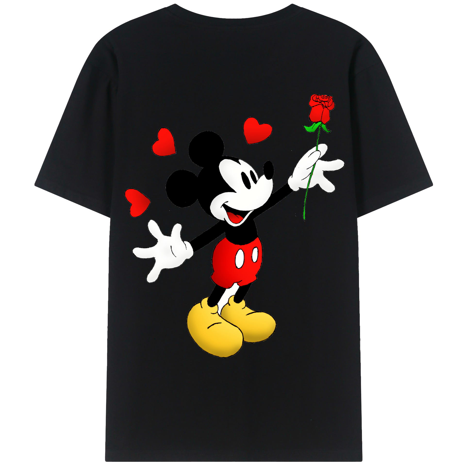 ミッキーマウス Mickey Mouse 綿100％ メンズ半袖Tシャツ（バックプリント） 通気性