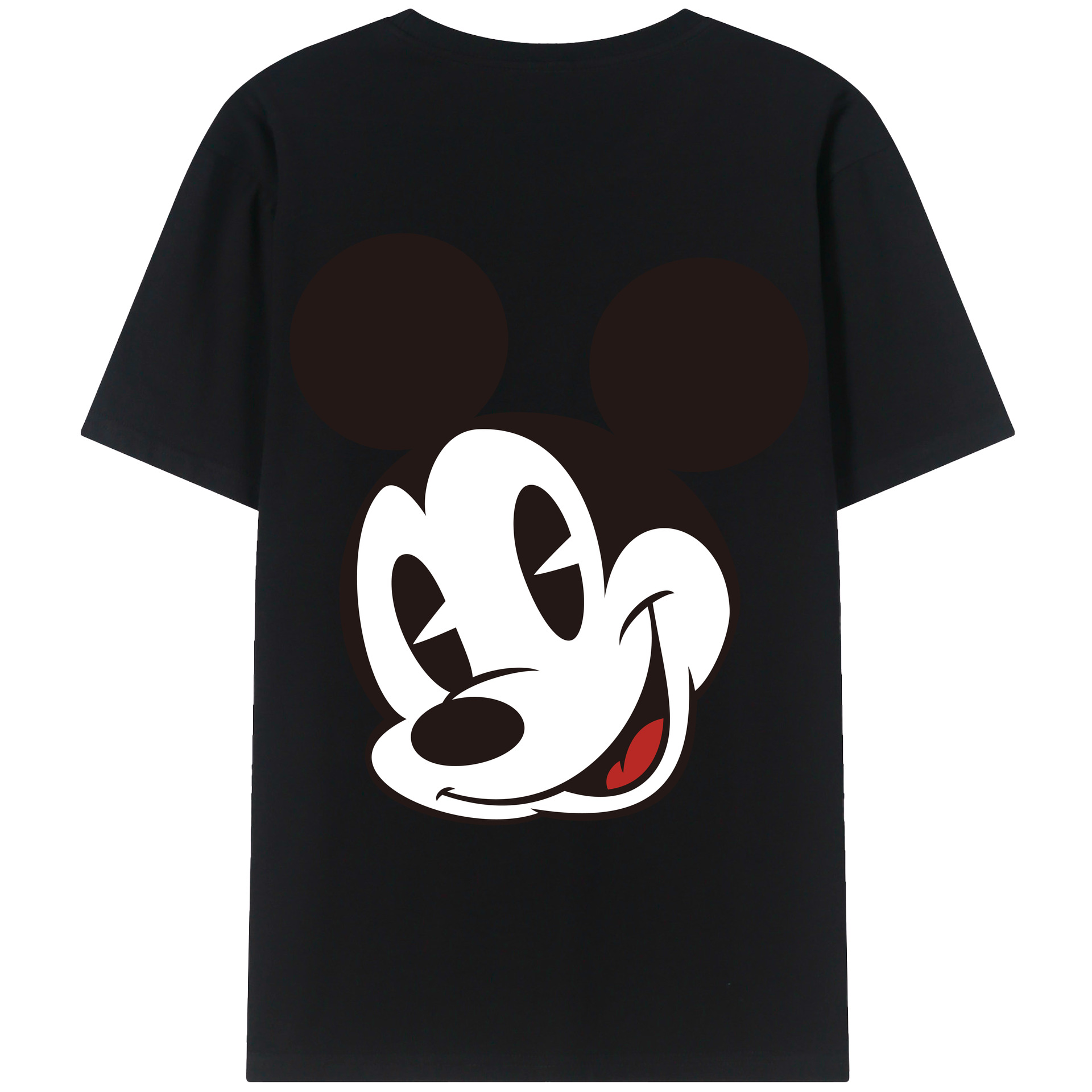 ミッキーマウス Mickey Mouse 綿100％ メンズ半袖Tシャツ（バックプリント） 通気性