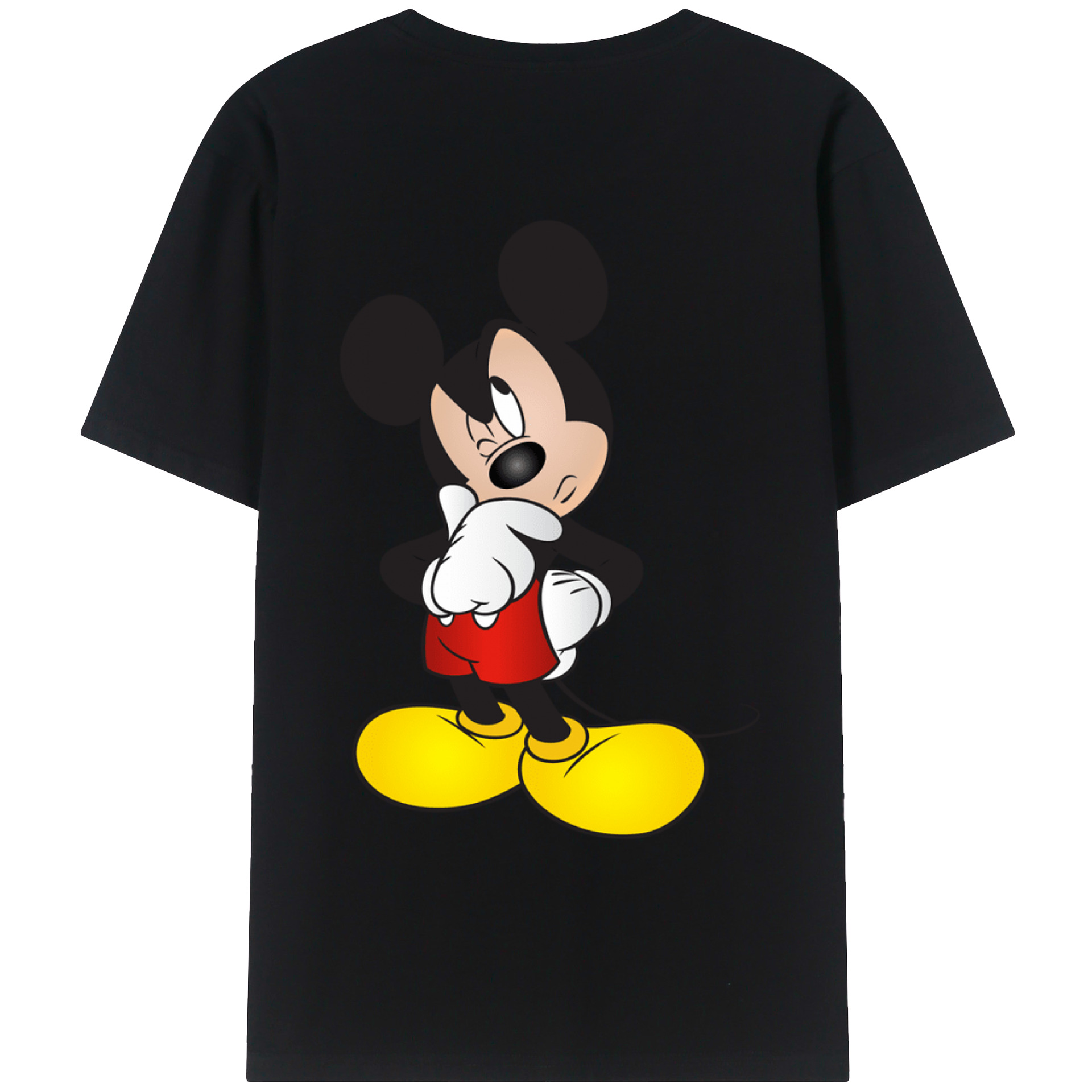 ミッキーマウス Mickey Mouse 綿100％ メンズ半袖Tシャツ（バックプリント） 通気性