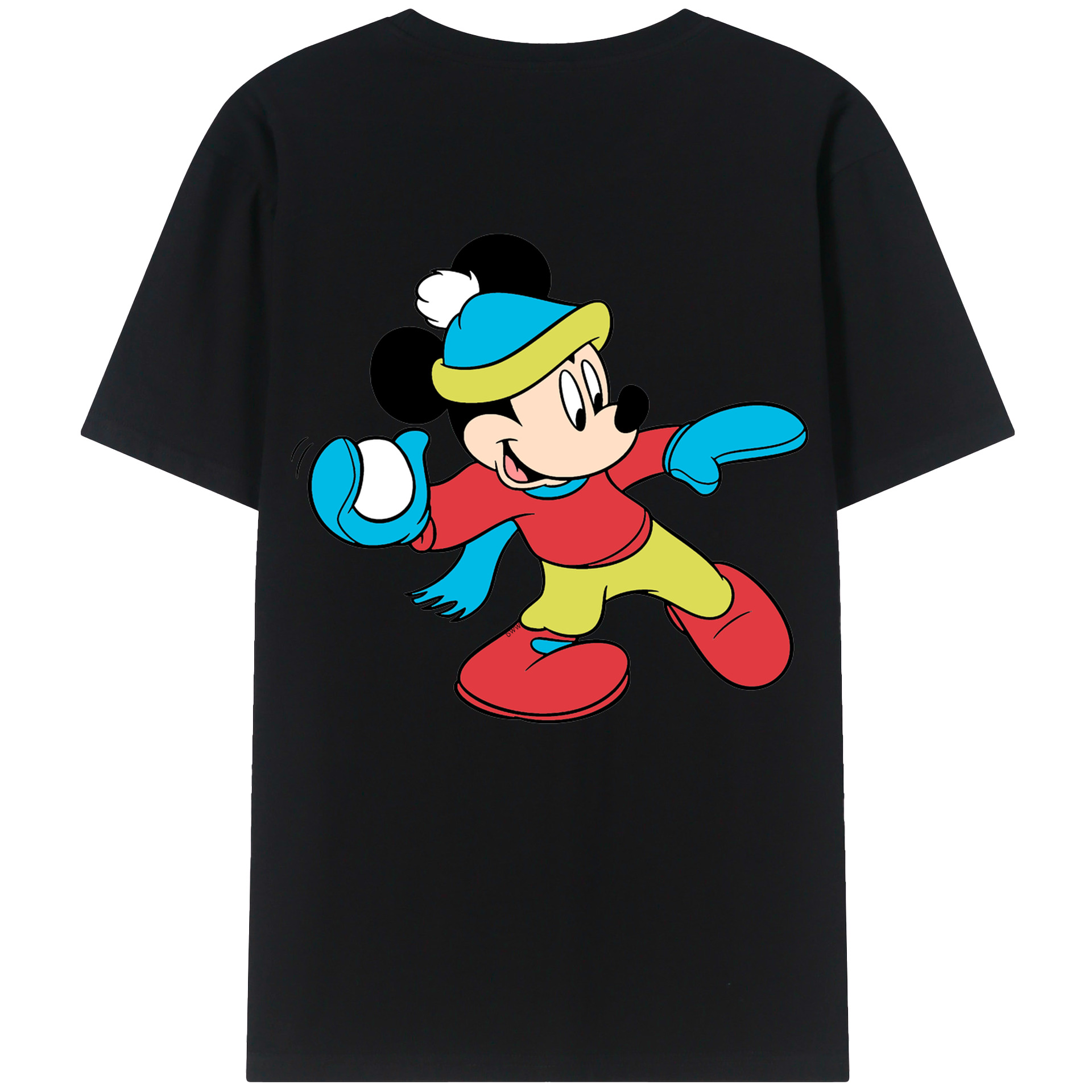ミッキーマウス Mickey Mouse 綿100％ メンズ半袖Tシャツ（バックプリント） 通気性
