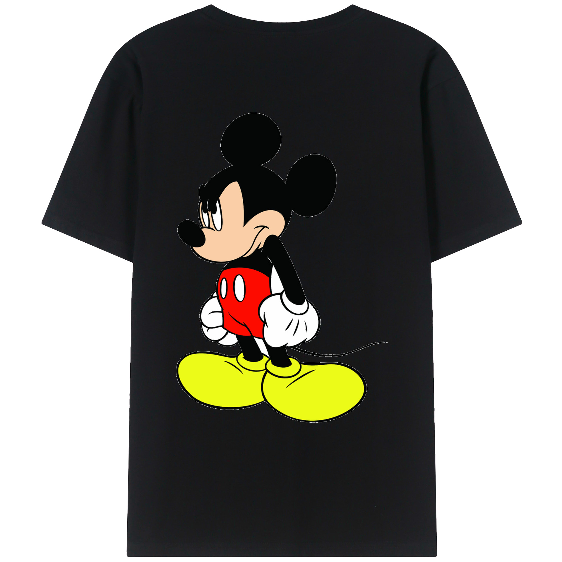 ミッキーマウス Mickey Mouse 綿100％ メンズ半袖Tシャツ（バックプリント） 通気性