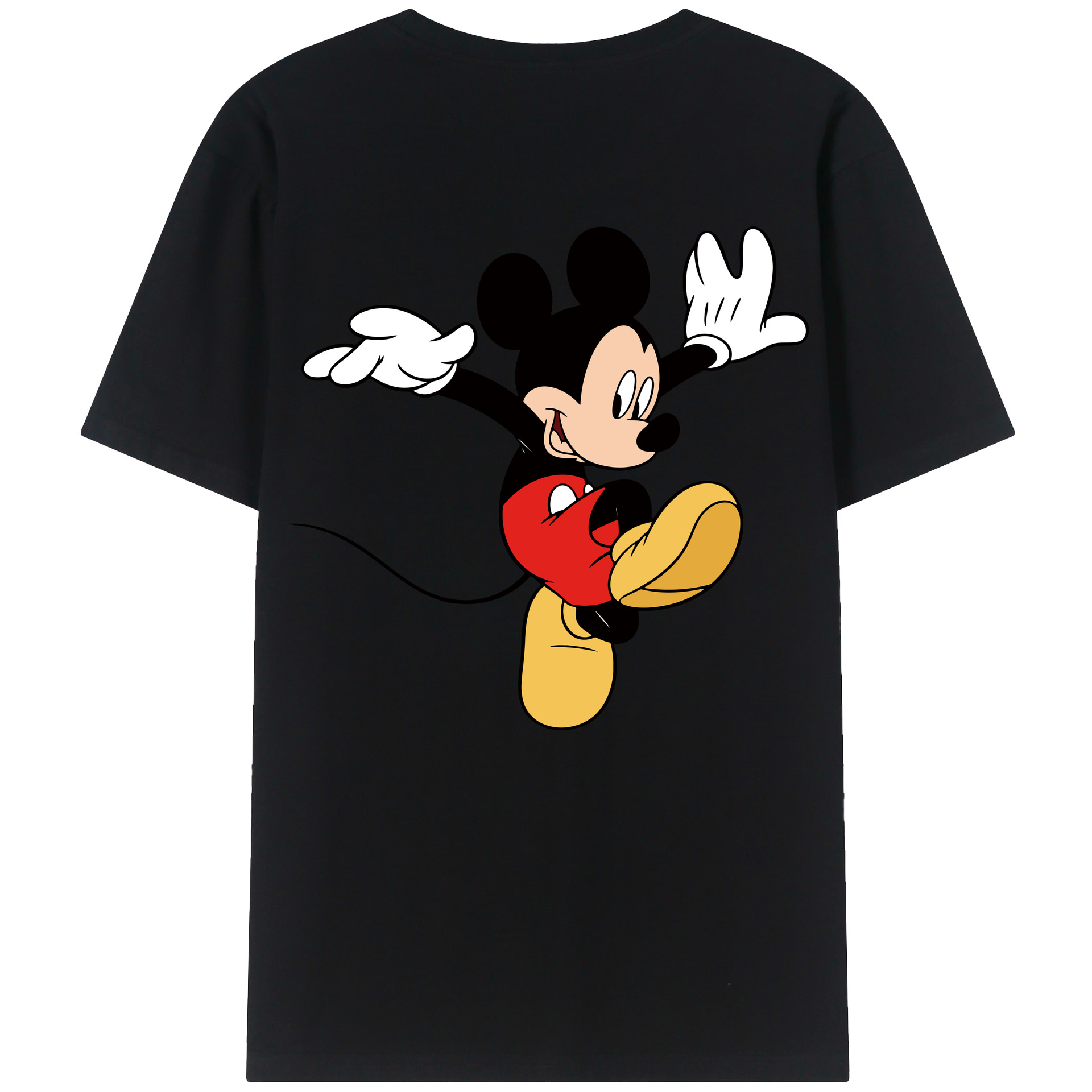 ミッキーマウス Mickey Mouse 綿100％ メンズ半袖Tシャツ（バックプリント） 通気性