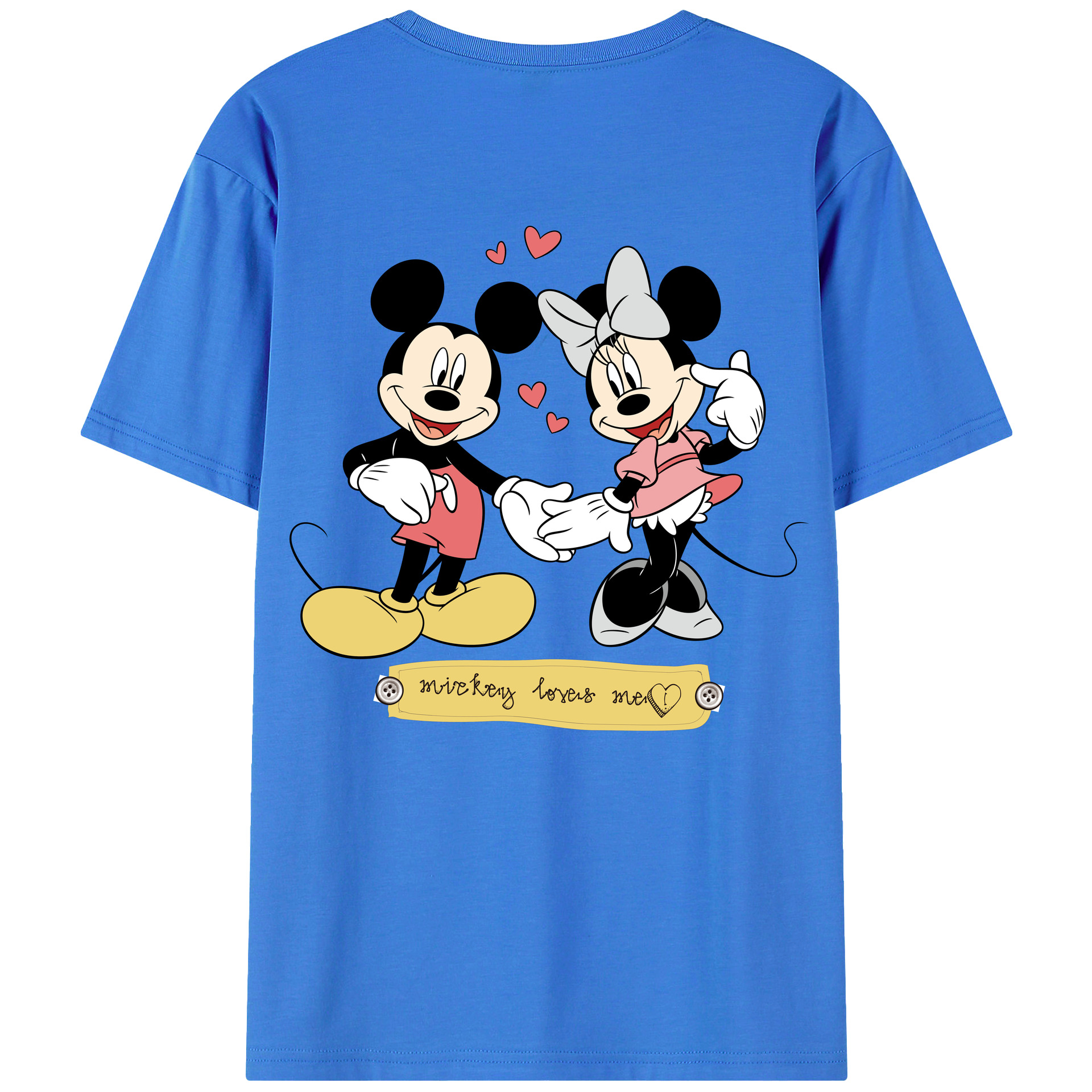ミッキーマウス Mickey Mouse 綿100％ メンズ半袖Tシャツ（バックプリント） 通気性