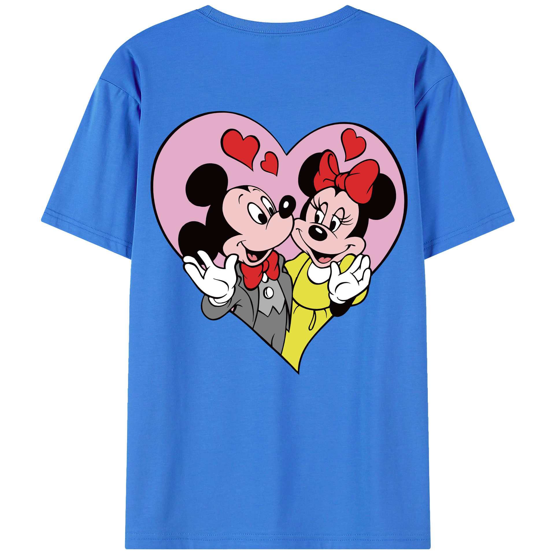ミッキーマウス Mickey Mouse 綿100％ メンズ半袖Tシャツ（バックプリント） 通気性