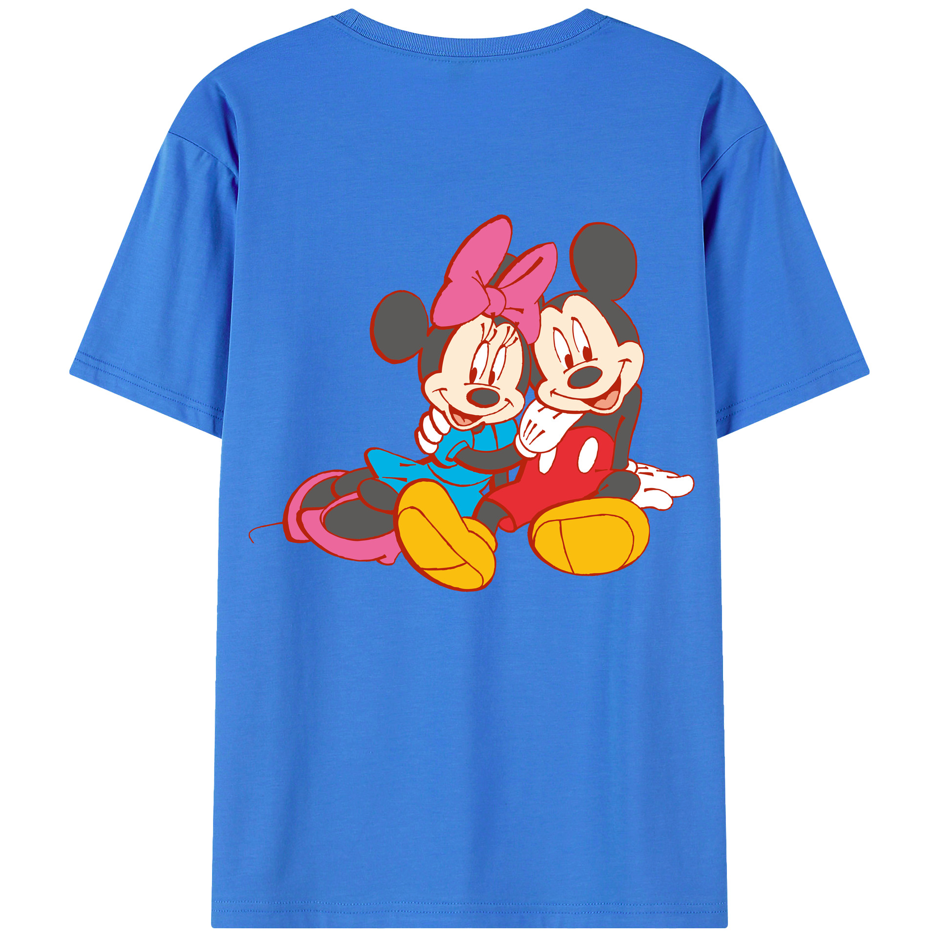 ミッキーマウス Mickey Mouse 綿100％ メンズ半袖Tシャツ（バックプリント） 通気性