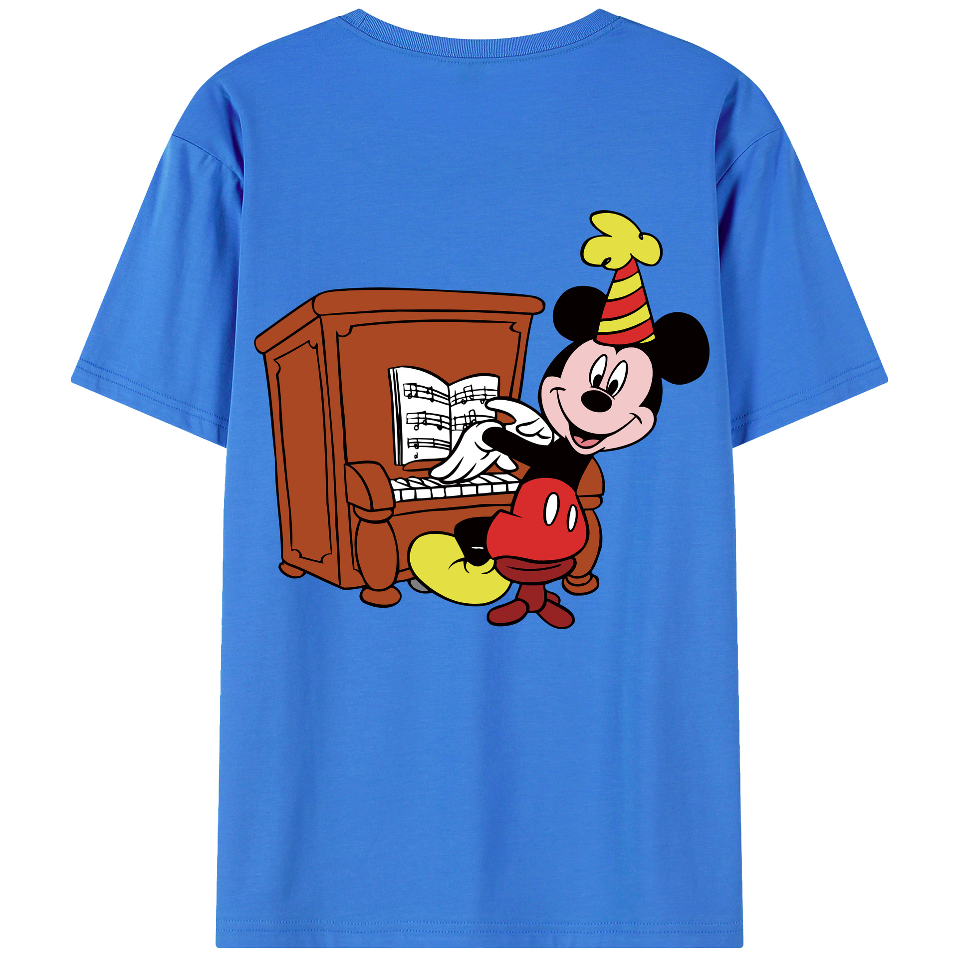 ミッキーマウス Mickey Mouse 綿100％ メンズ半袖Tシャツ（バックプリント） 通気性