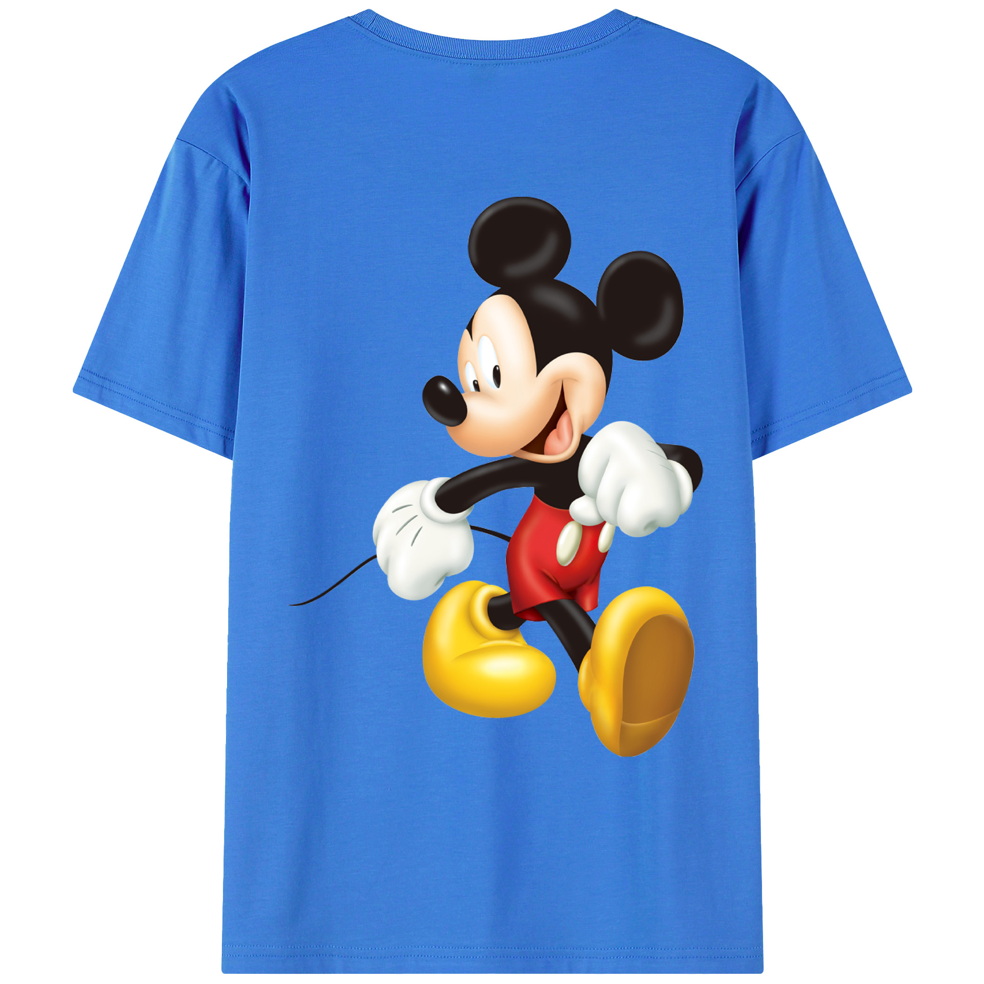 ミッキーマウス Mickey Mouse 綿100％ メンズ半袖Tシャツ（バックプリント） 通気性