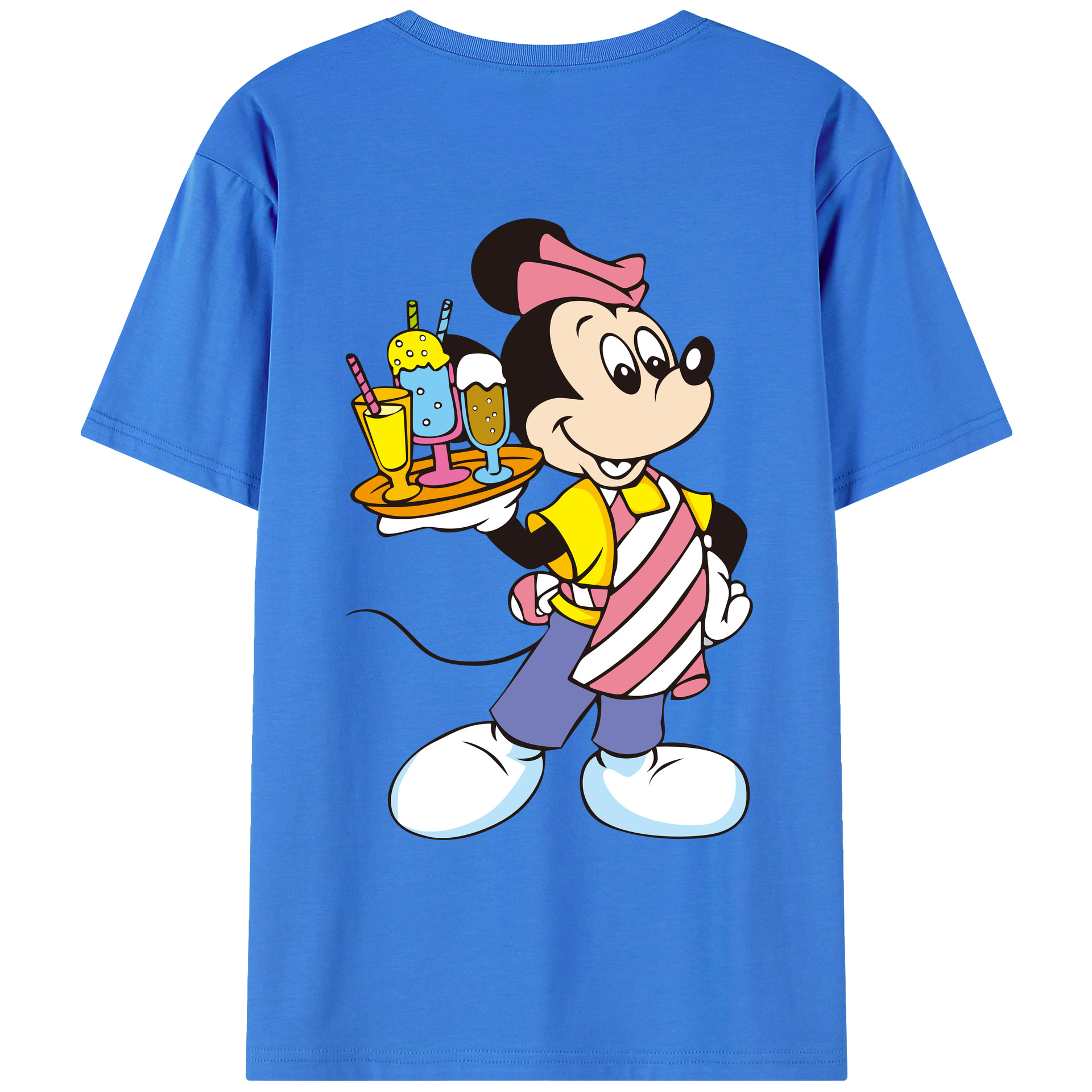 ミッキーマウス Mickey Mouse 綿100％ メンズ半袖Tシャツ（バックプリント） 通気性