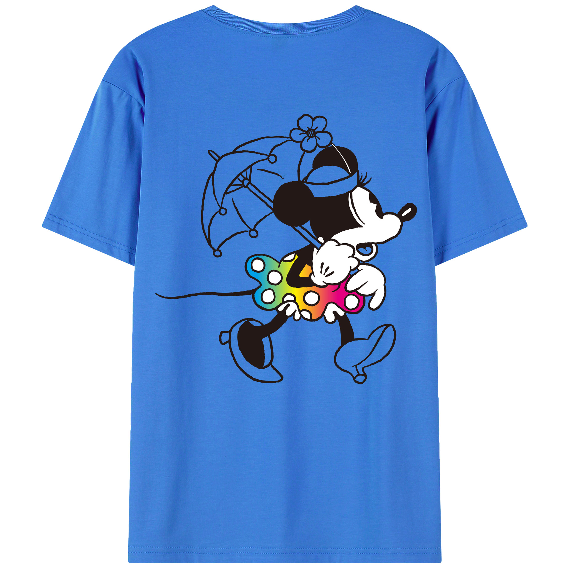 ミッキーマウス Mickey Mouse 綿100％ メンズ半袖Tシャツ（バックプリント） 通気性