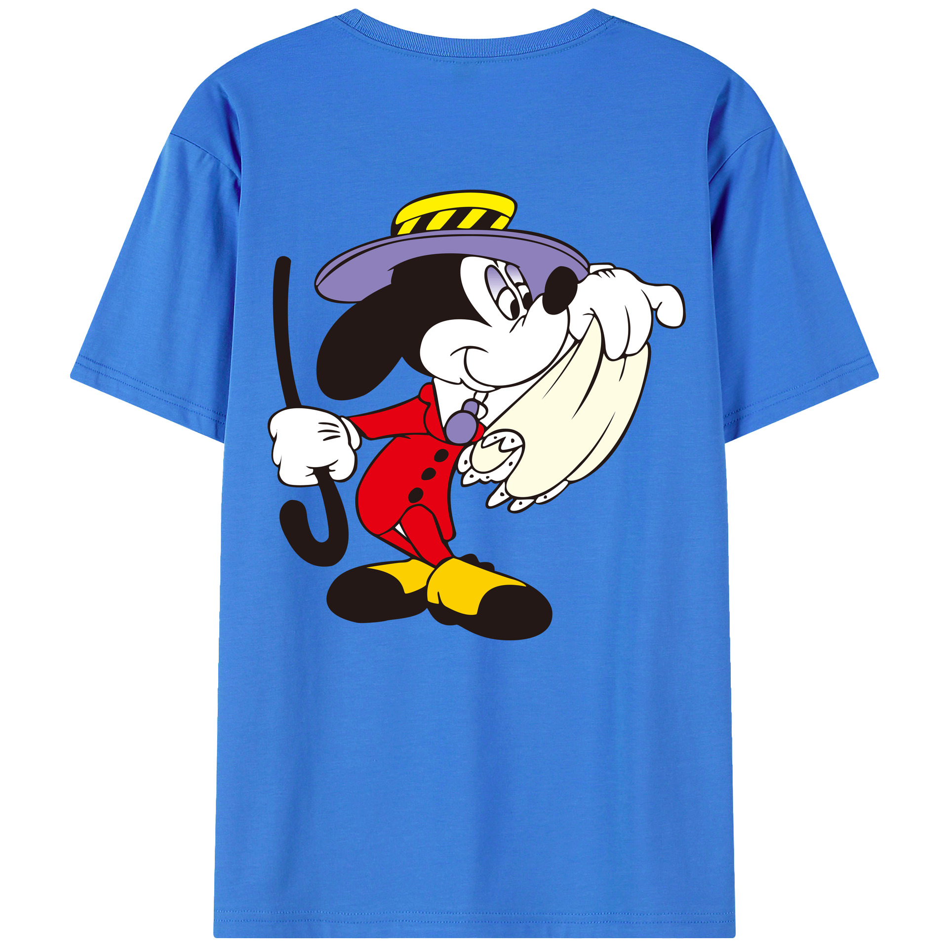 ミッキーマウス Mickey Mouse 綿100％ メンズ半袖Tシャツ（バックプリント） 通気性