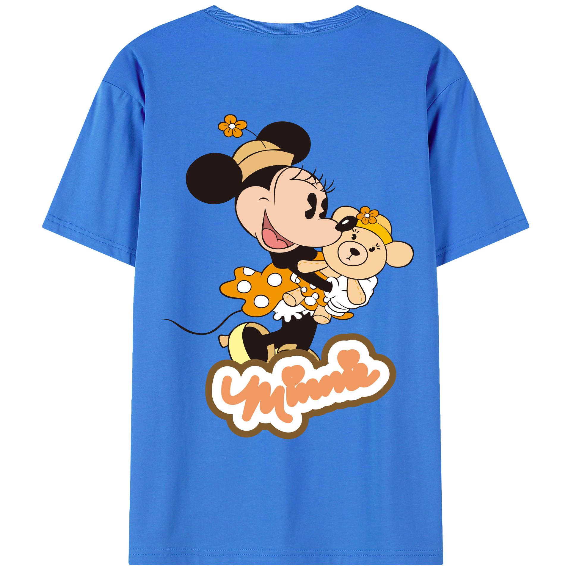 ミッキーマウス Mickey Mouse 綿100％ メンズ半袖Tシャツ（バックプリント） 通気性