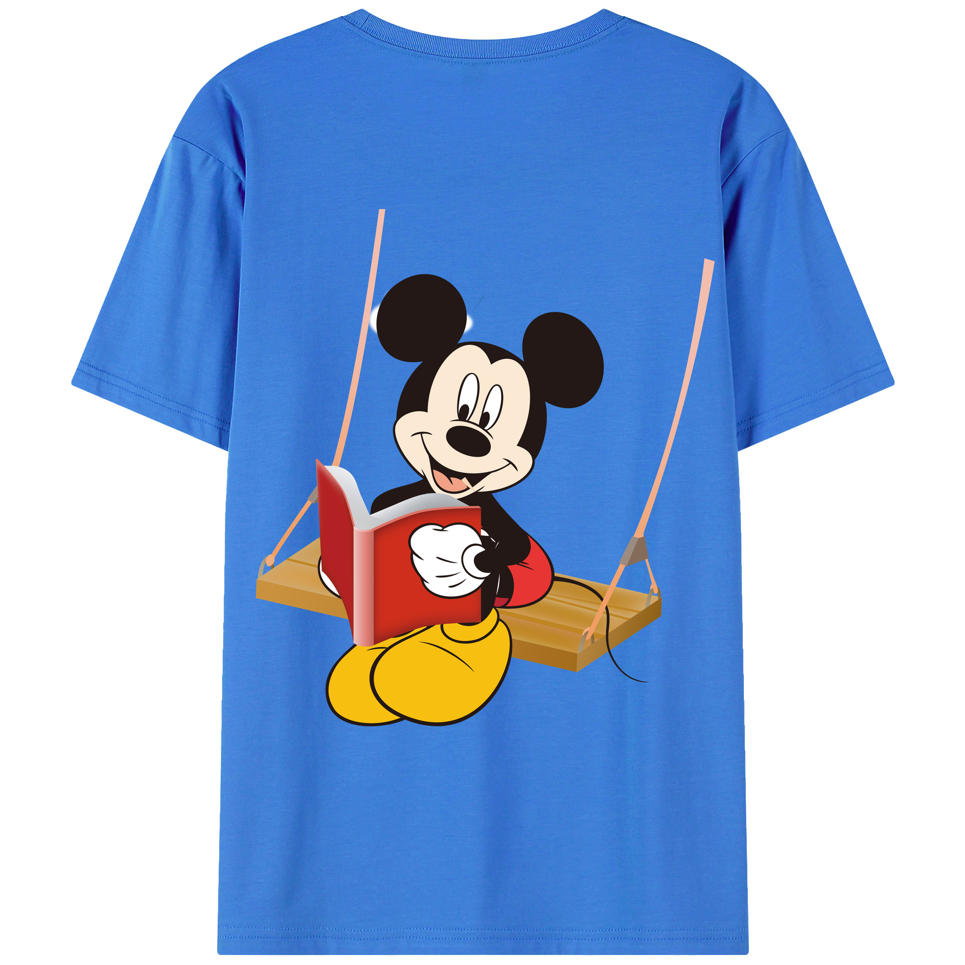 ミッキーマウス Mickey Mouse 綿100％ メンズ半袖Tシャツ（バックプリント） 通気性