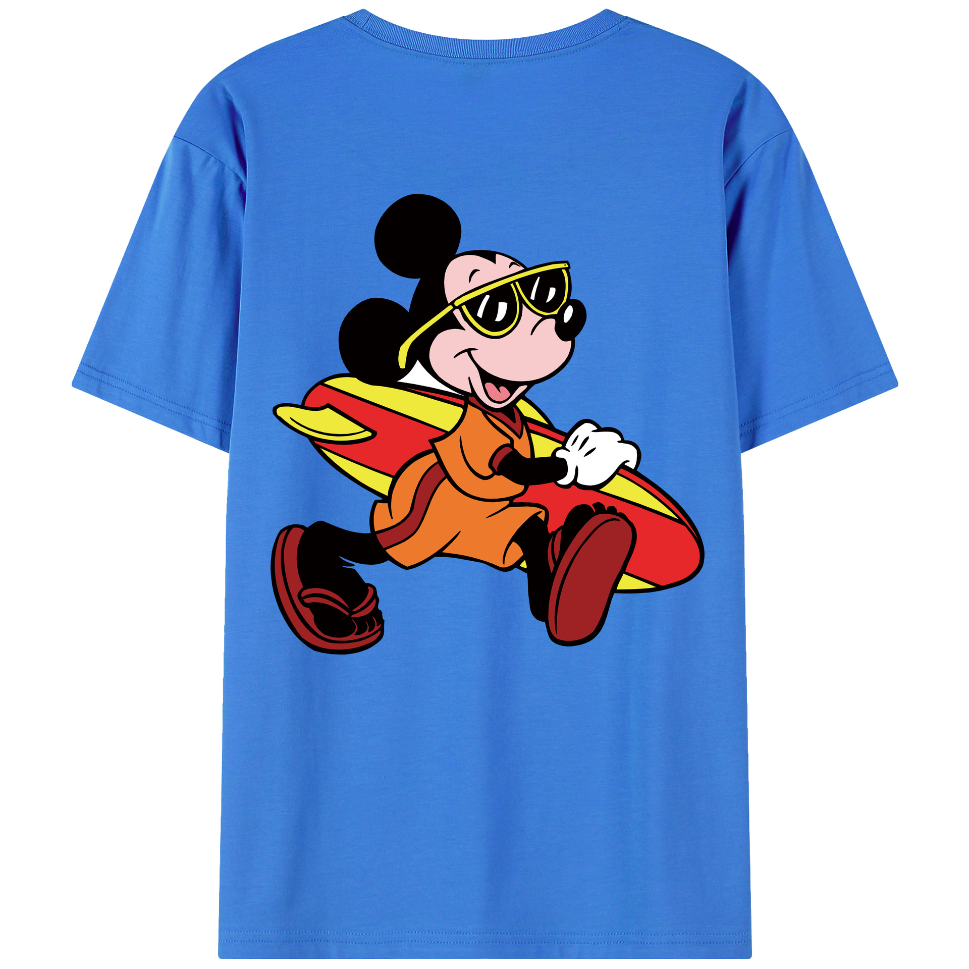 ミッキーマウス Mickey Mouse 綿100％ メンズ半袖Tシャツ（バックプリント） 通気性