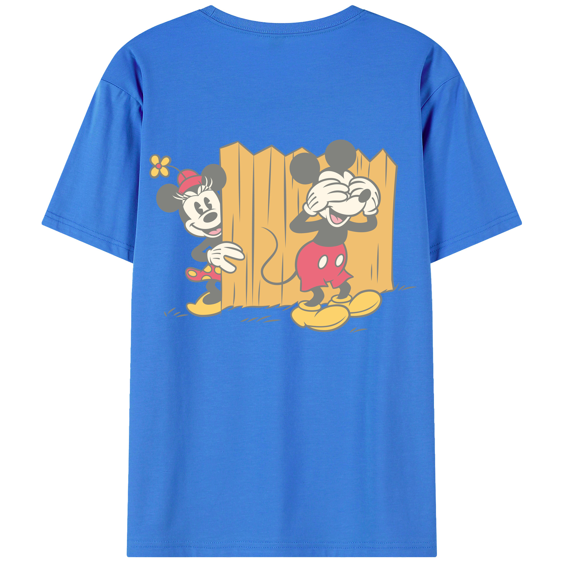 ミッキーマウス Mickey Mouse 綿100％ メンズ半袖Tシャツ（バックプリント） 通気性