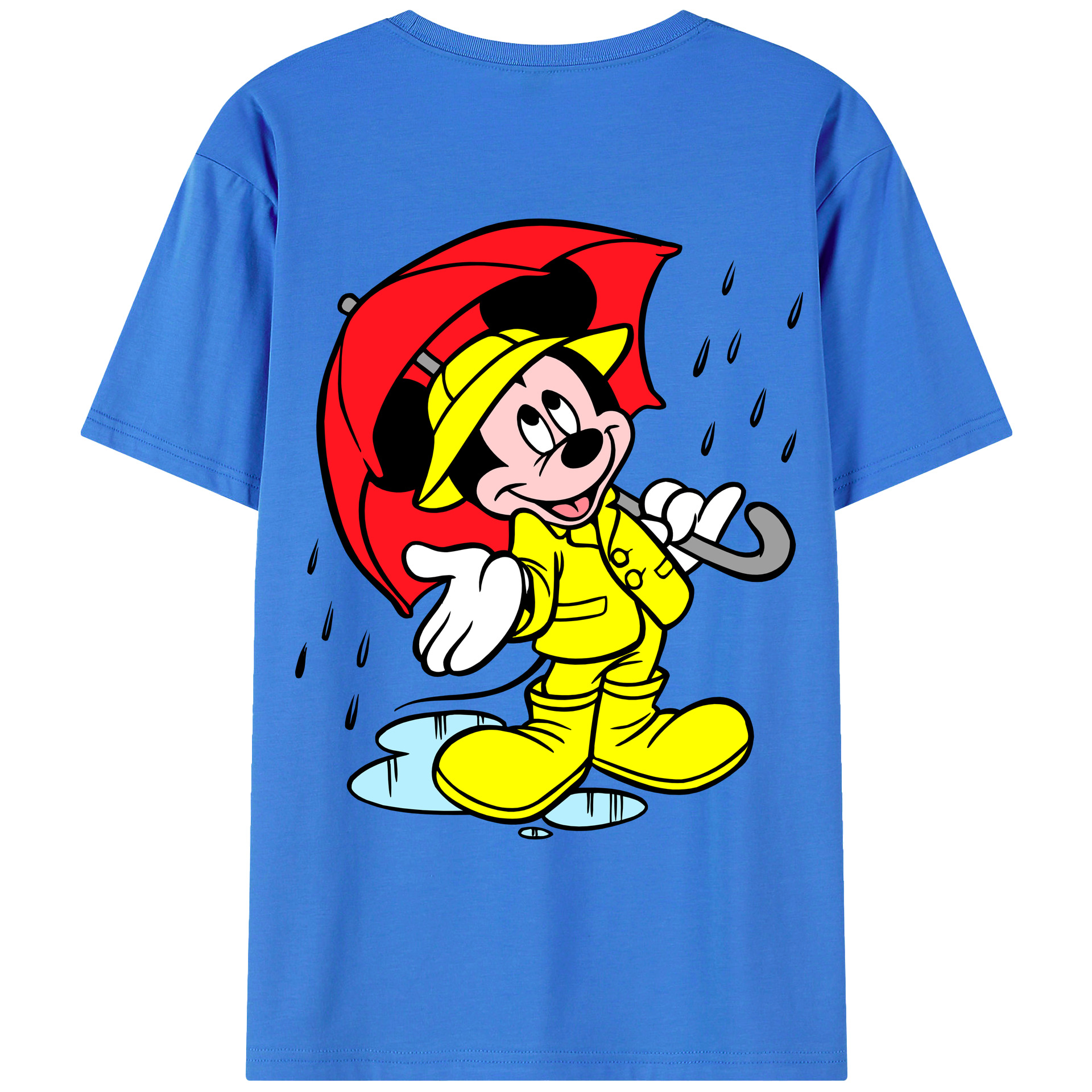 ミッキーマウス Mickey Mouse 綿100％ メンズ半袖Tシャツ（バックプリント） 通気性