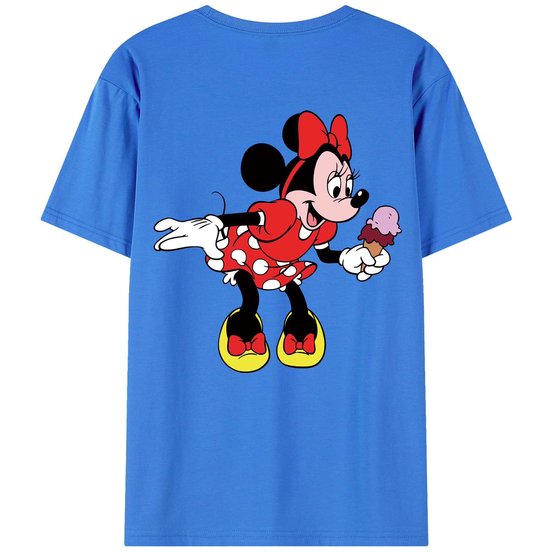 ミッキーマウス Mickey Mouse 綿100％ メンズ半袖Tシャツ（バックプリント） 通気性