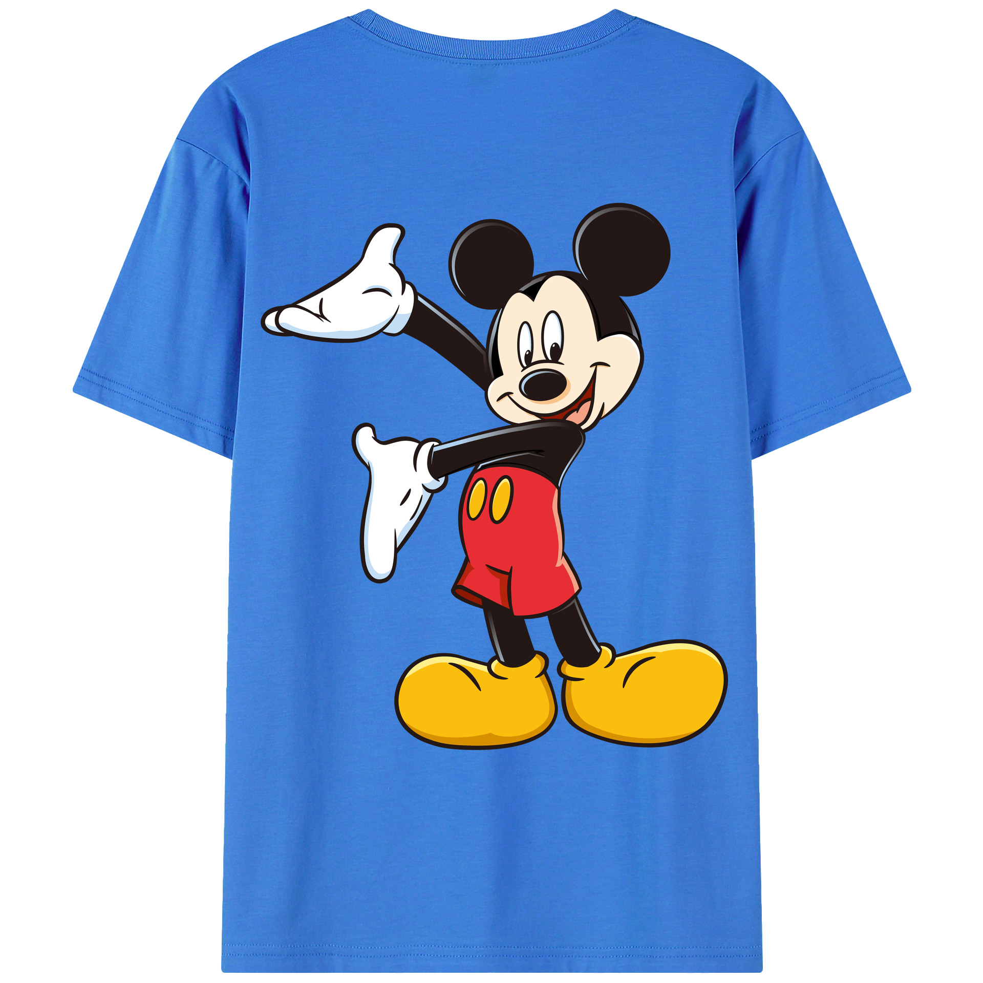 ミッキーマウス Mickey Mouse 綿100％ メンズ半袖Tシャツ（バックプリント） 通気性