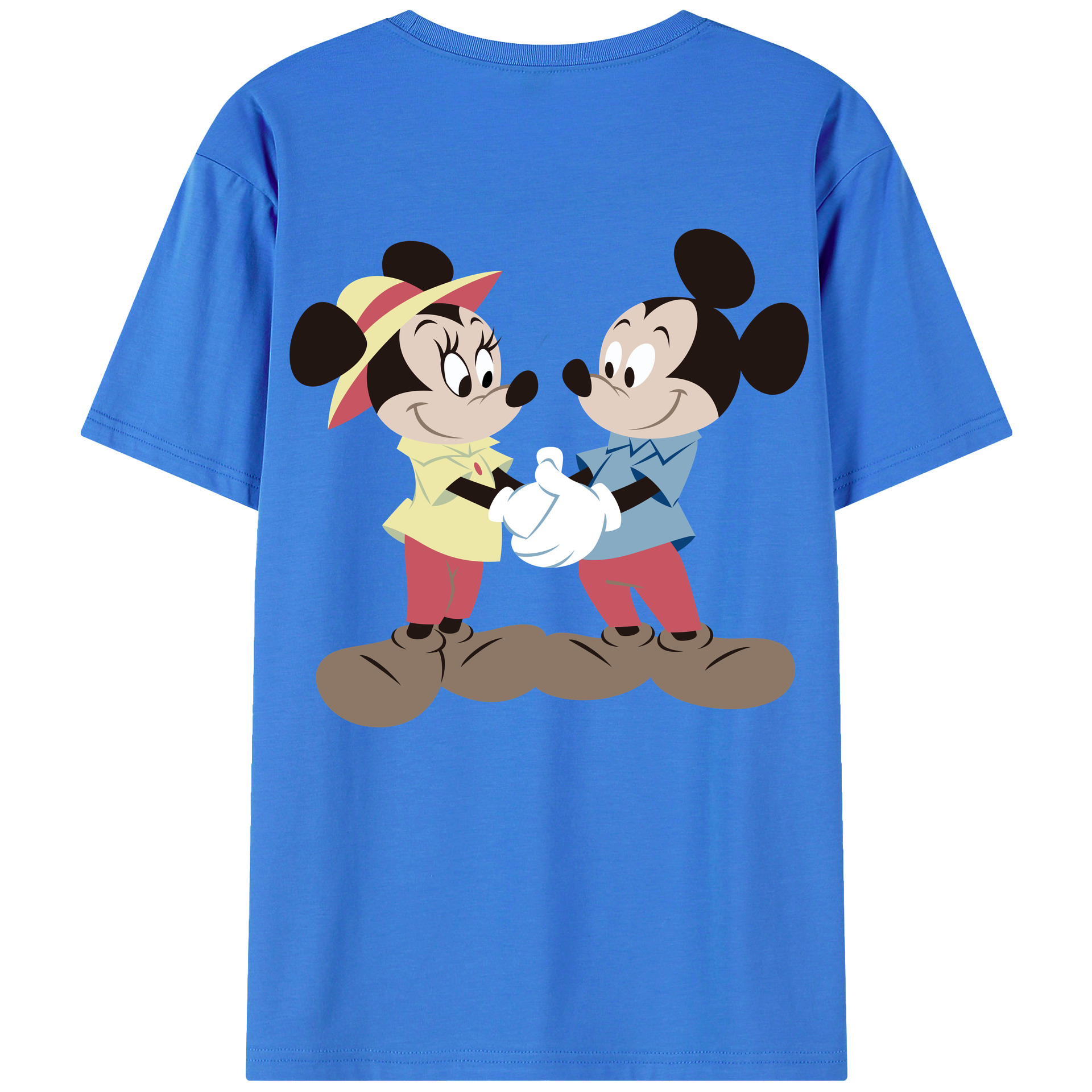 （画像用） ミッキーマウス Mickey Mouse 綿100％ メンズ半袖Tシャツ（バックプリント） 通気性
