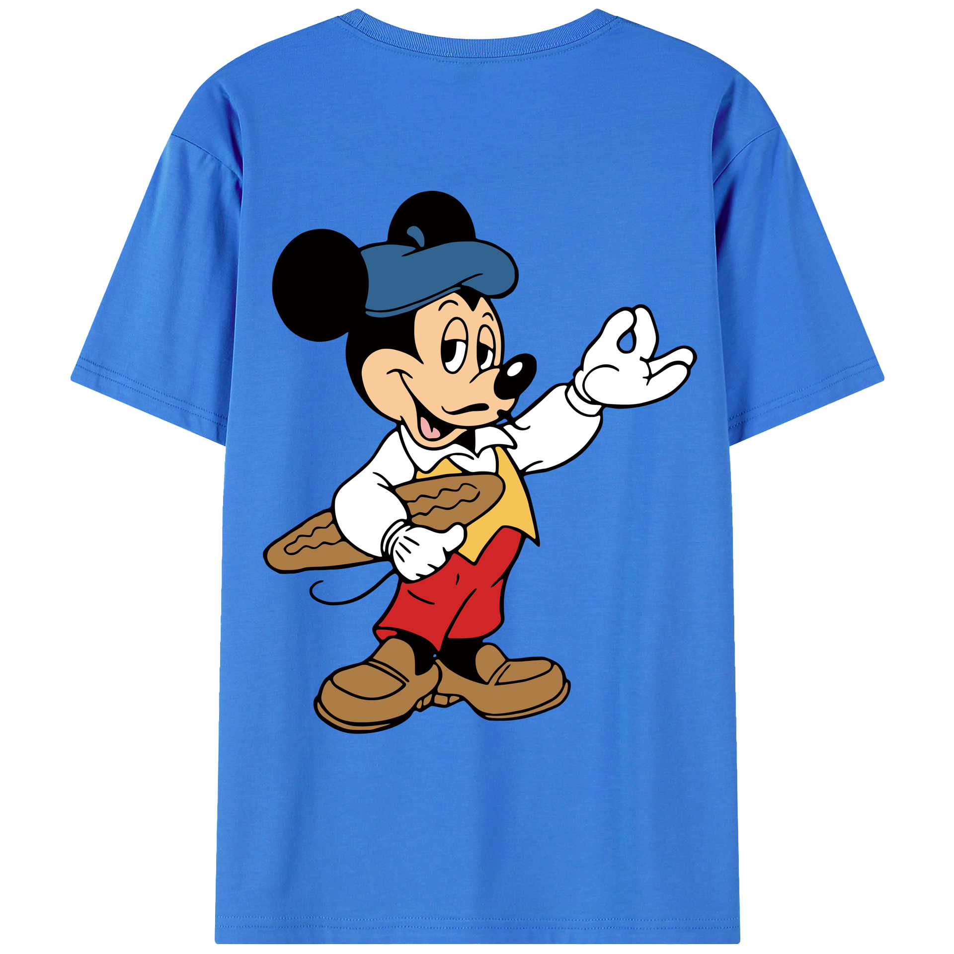 ミッキーマウス Mickey Mouse 綿100％ メンズ半袖Tシャツ（バックプリント） 通気性