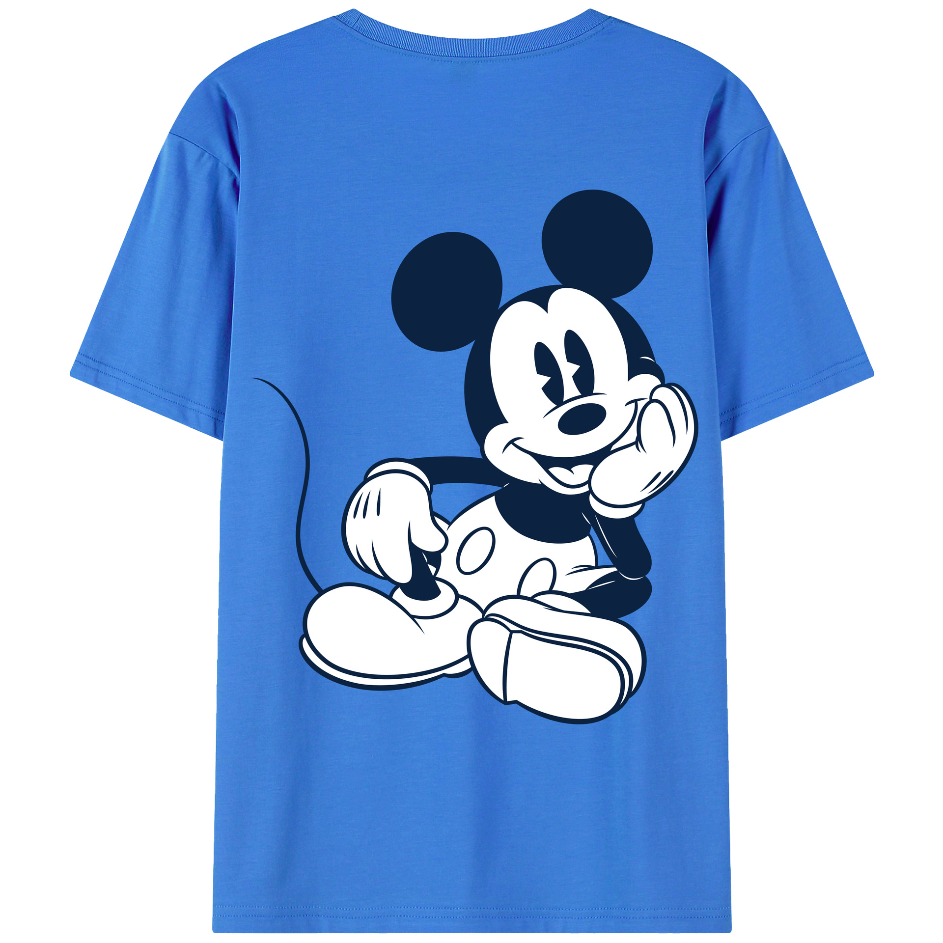 ミッキーマウス Mickey Mouse 綿100％ メンズ半袖Tシャツ（バックプリント） 通気性