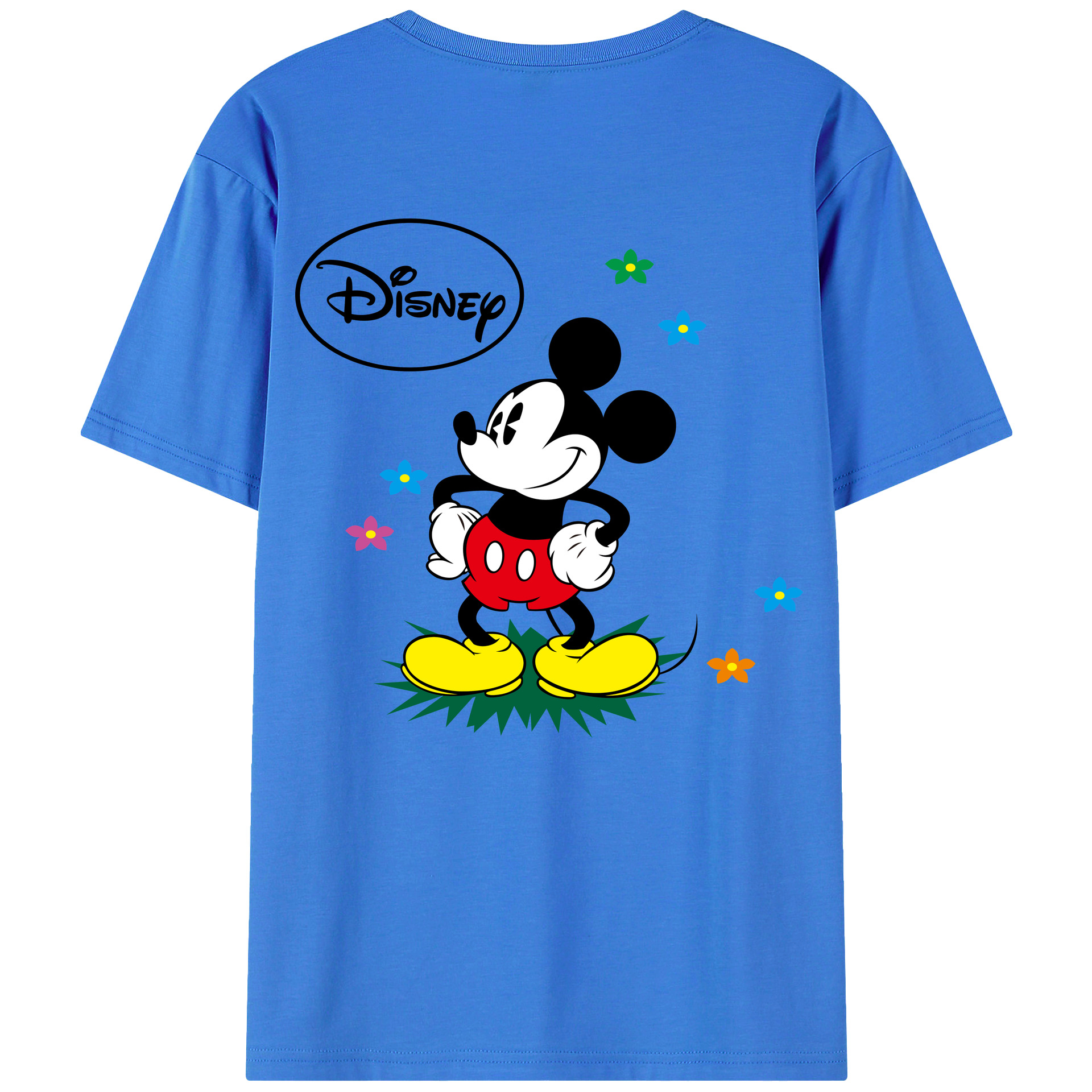 ミッキーマウス Mickey Mouse 綿100％ メンズ半袖Tシャツ（バックプリント） 通気性