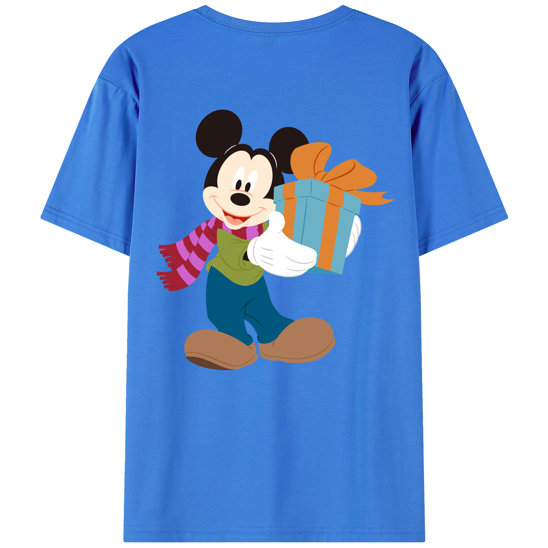 ミッキーマウス Mickey Mouse 綿100％ メンズ半袖Tシャツ（バックプリント） 通気性