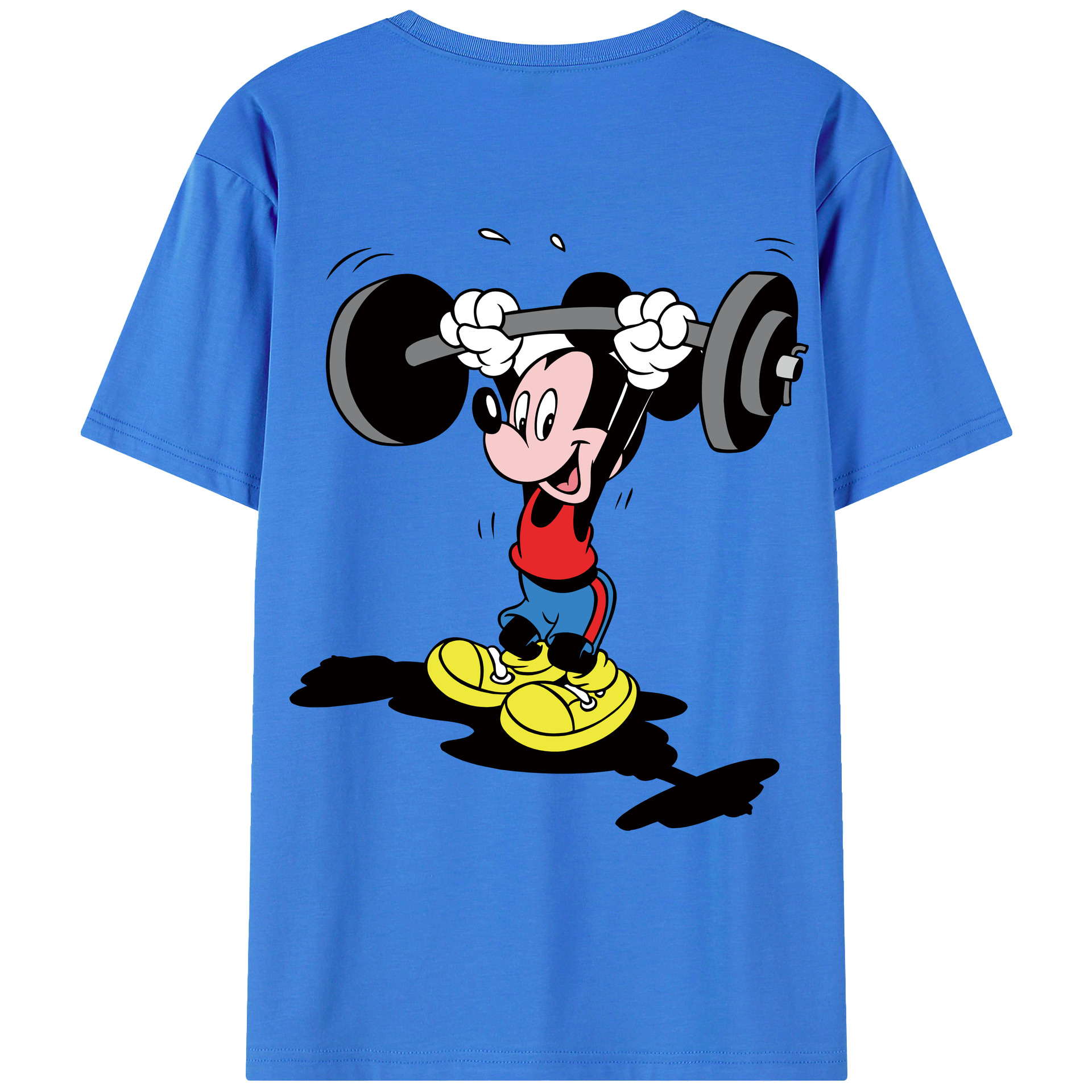 ミッキーマウス Mickey Mouse 綿100％ メンズ半袖Tシャツ（バックプリント） 通気性