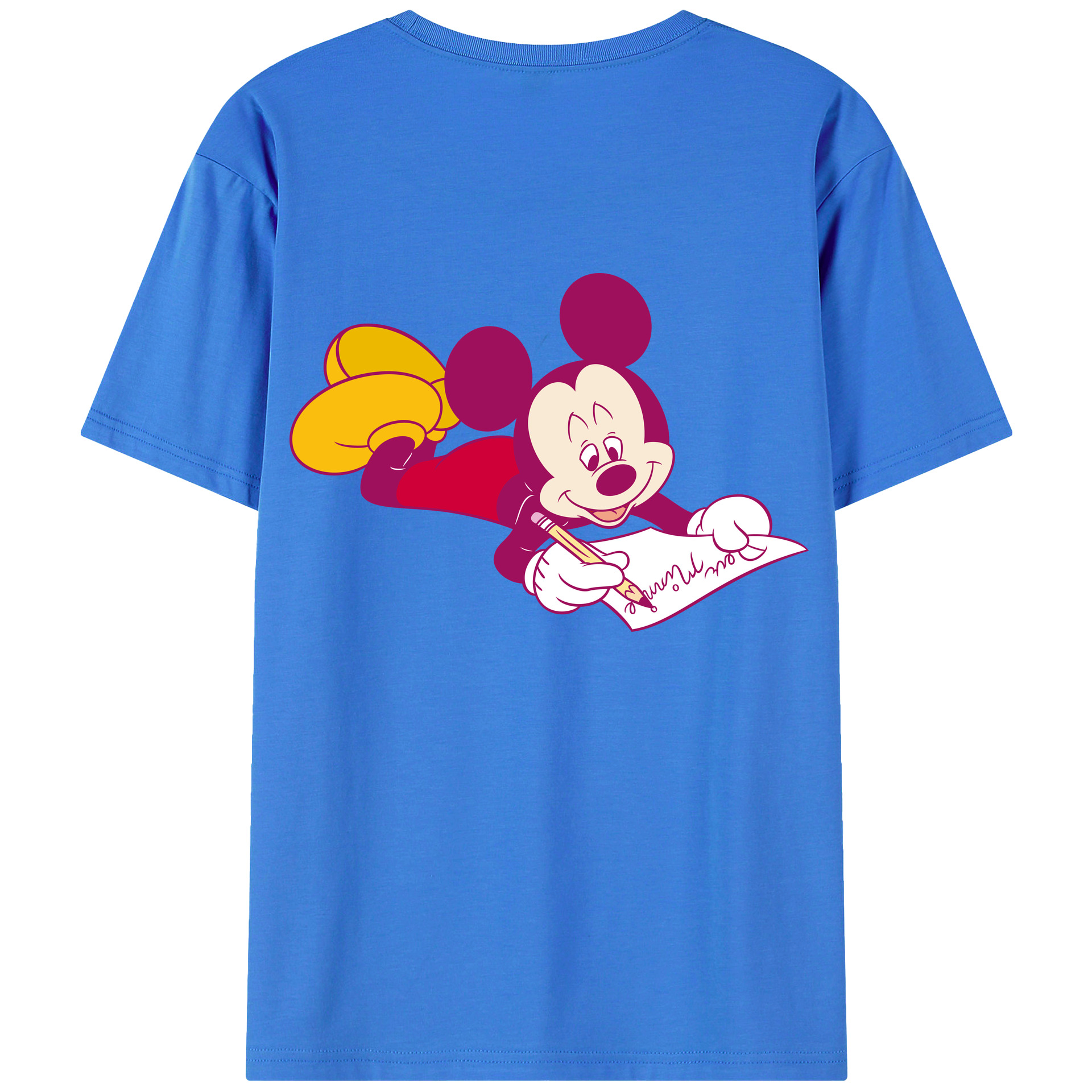ミッキーマウス Mickey Mouse 綿100％ メンズ半袖Tシャツ（バックプリント） 通気性