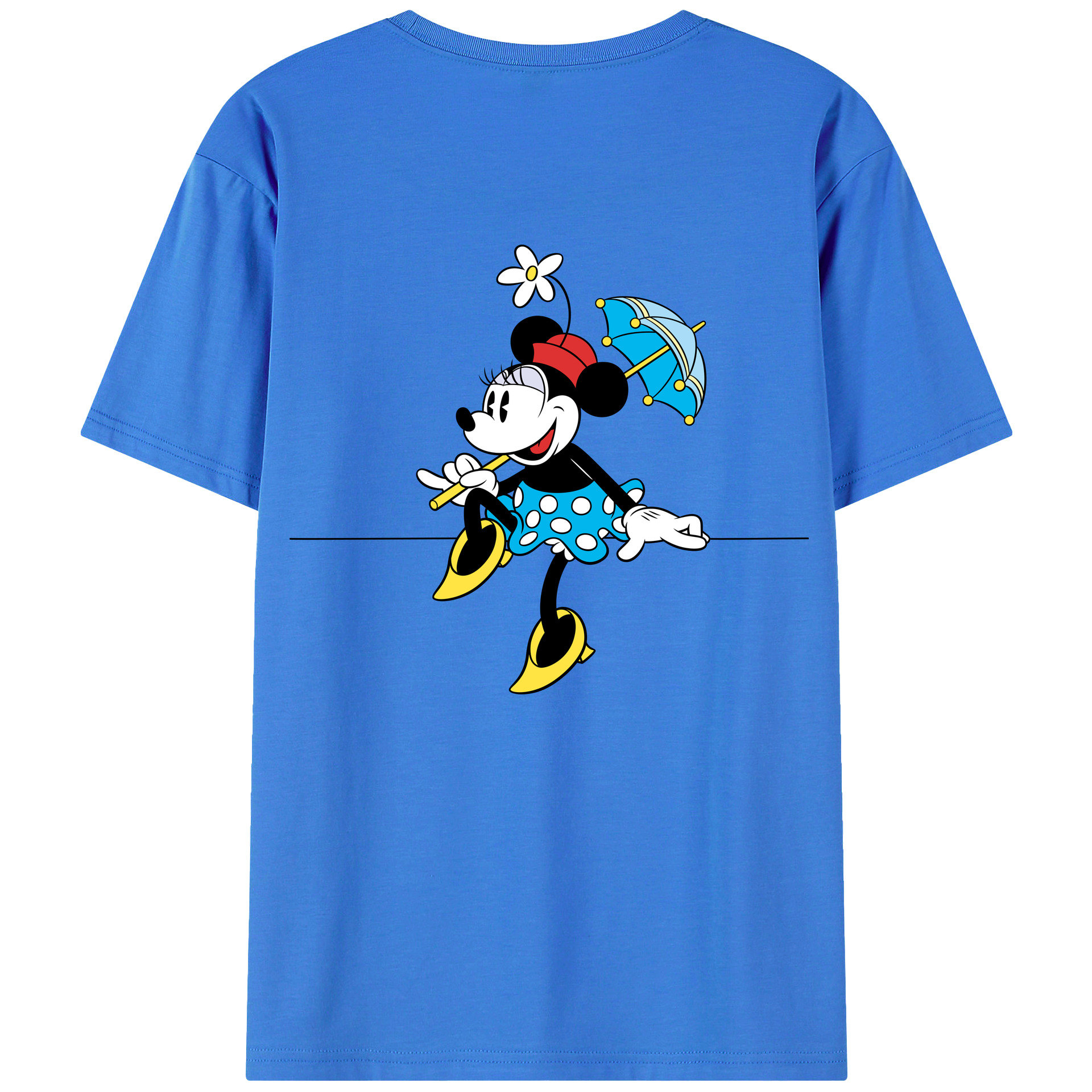 ミッキーマウス Mickey Mouse 綿100％ メンズ半袖Tシャツ（バックプリント） 通気性