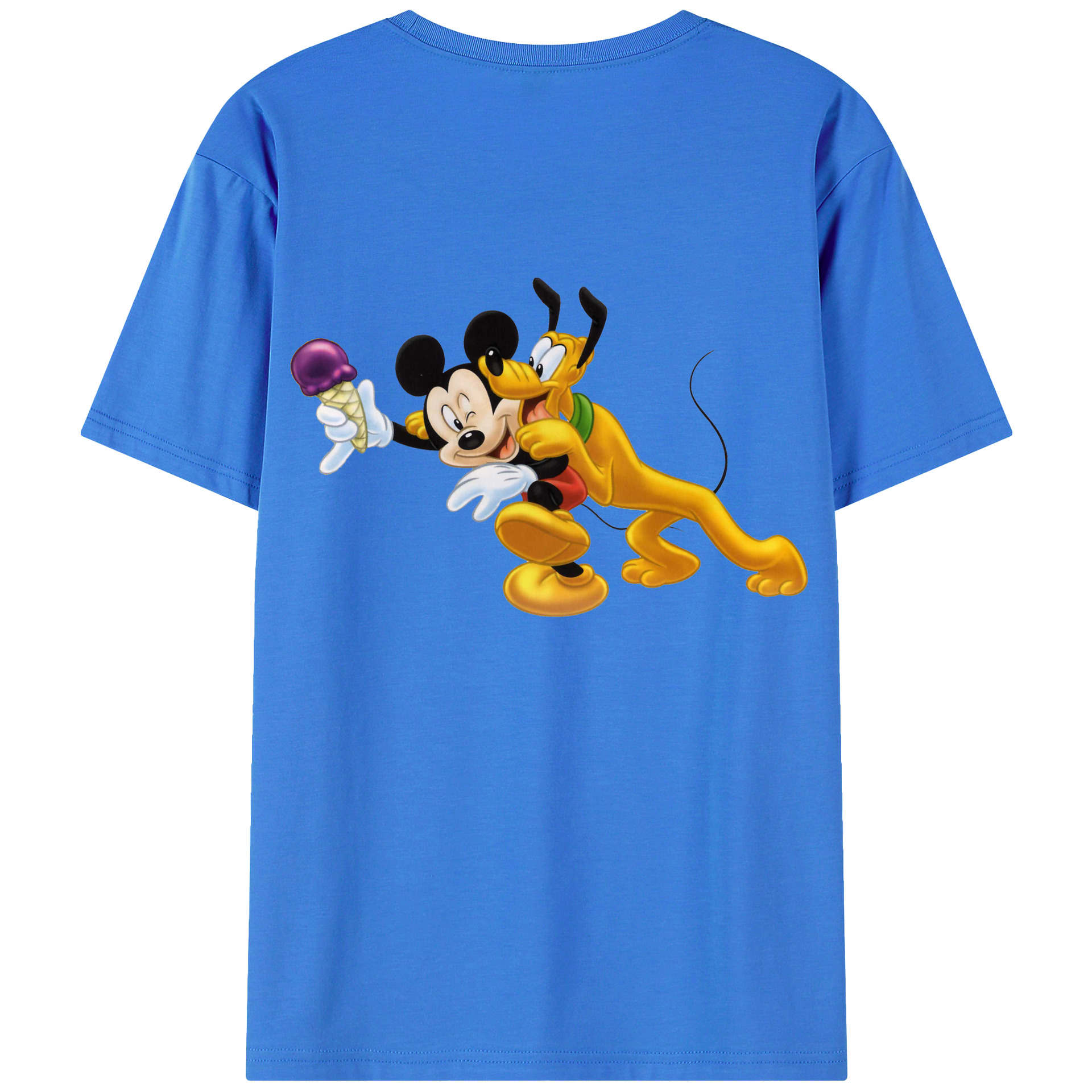 ミッキーマウス Mickey Mouse 綿100％ メンズ半袖Tシャツ（バックプリント） 通気性