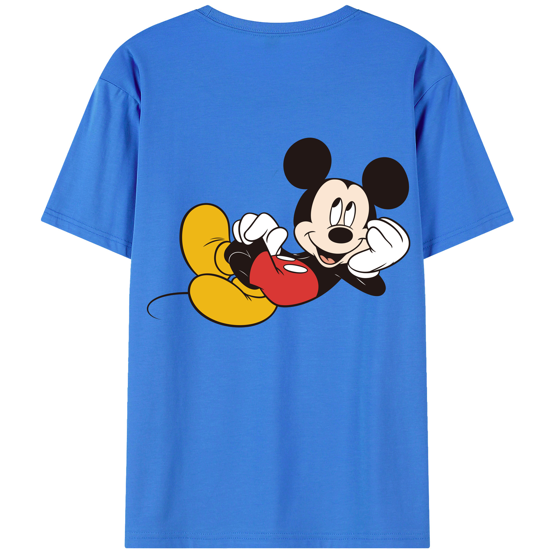 ミッキーマウス Mickey Mouse 綿100％ メンズ半袖Tシャツ（バックプリント） 通気性