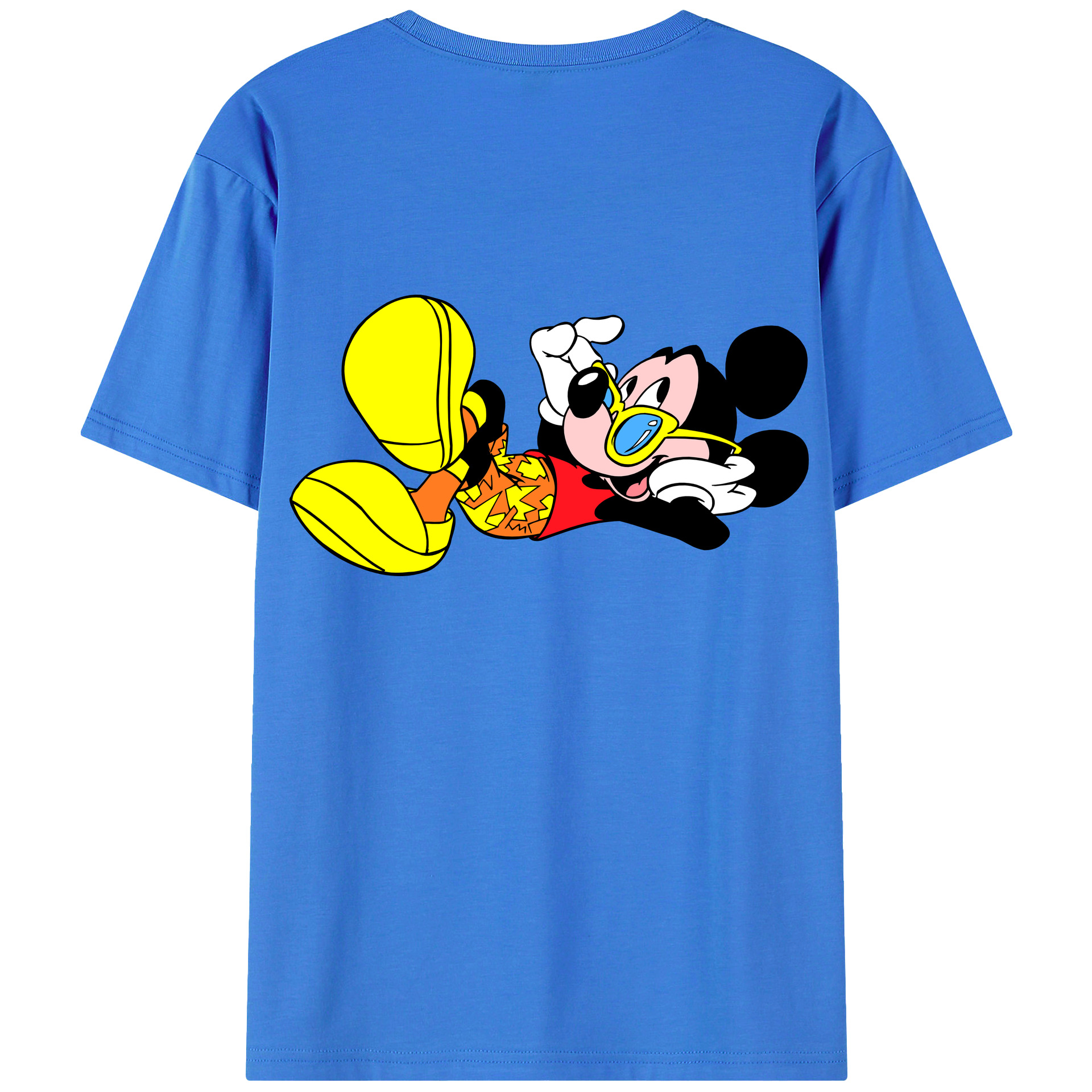 ミッキーマウス Mickey Mouse 綿100％ メンズ半袖Tシャツ（バックプリント） 通気性