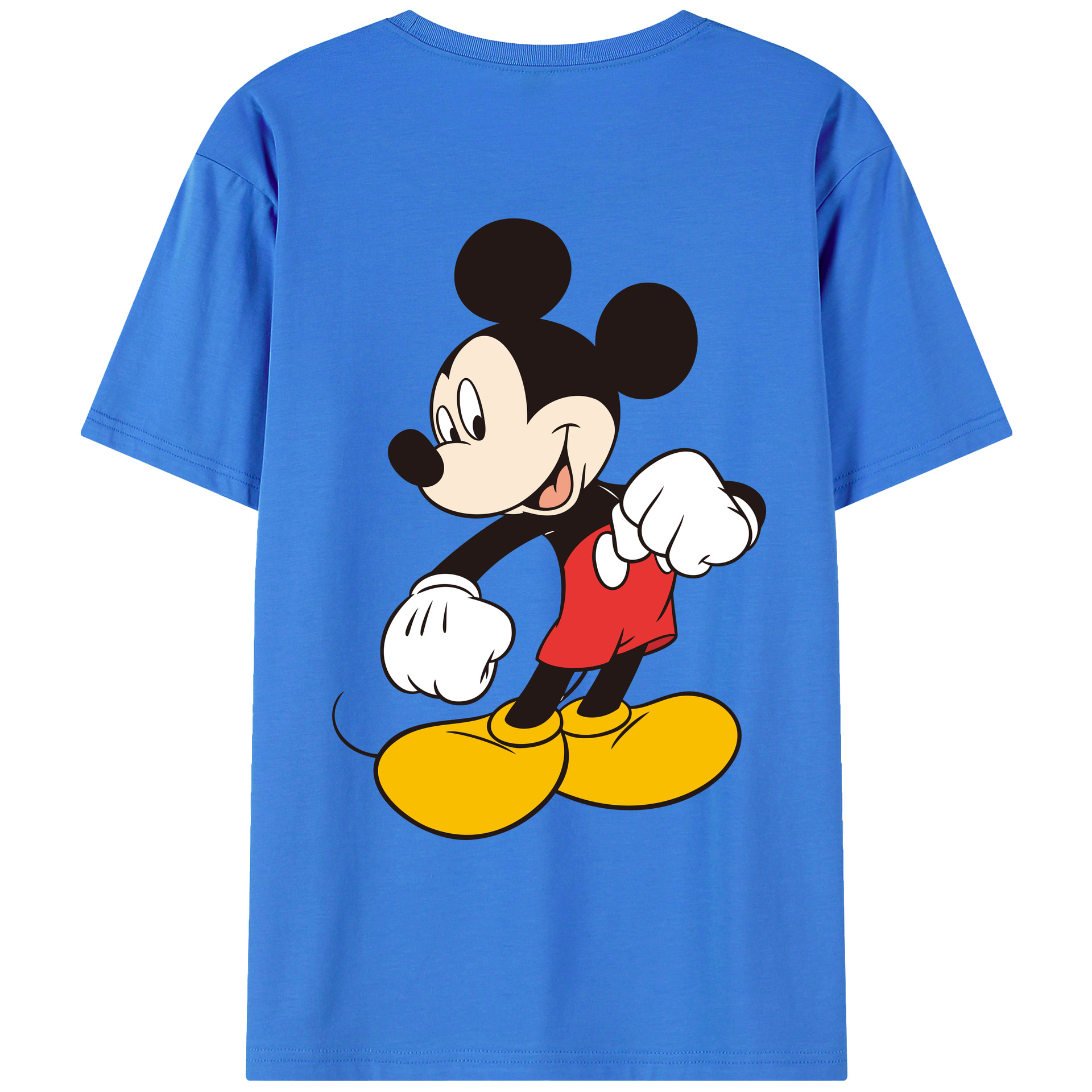 ミッキーマウス Mickey Mouse 綿100％ メンズ半袖Tシャツ（バックプリント） 通気性