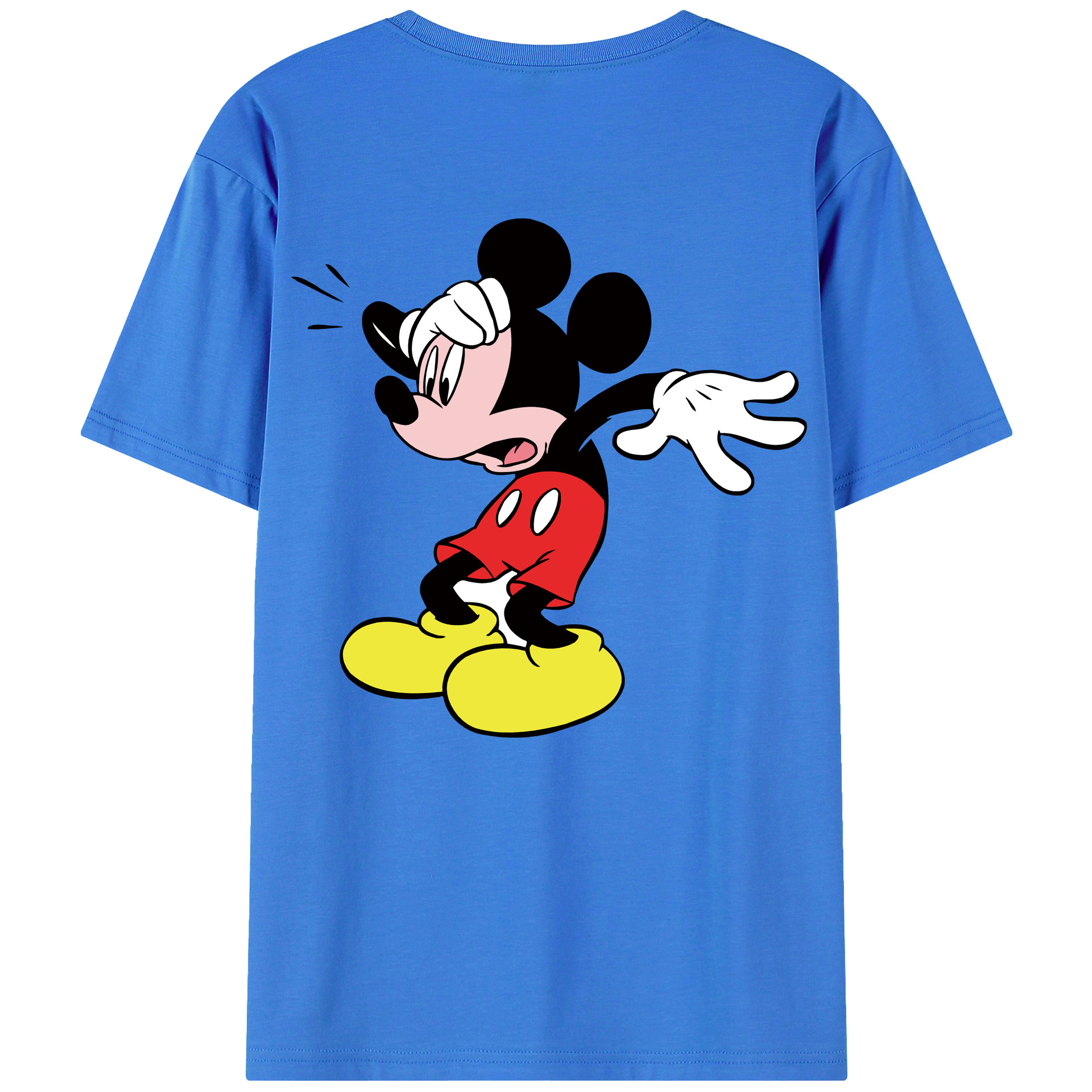 ミッキーマウス Mickey Mouse 綿100％ メンズ半袖Tシャツ（バックプリント） 通気性