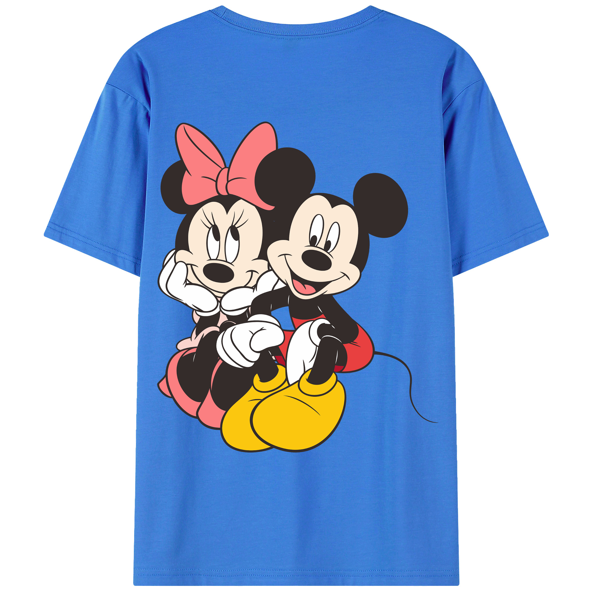 ミッキーマウス Mickey Mouse 綿100％ メンズ半袖Tシャツ（バックプリント） 通気性