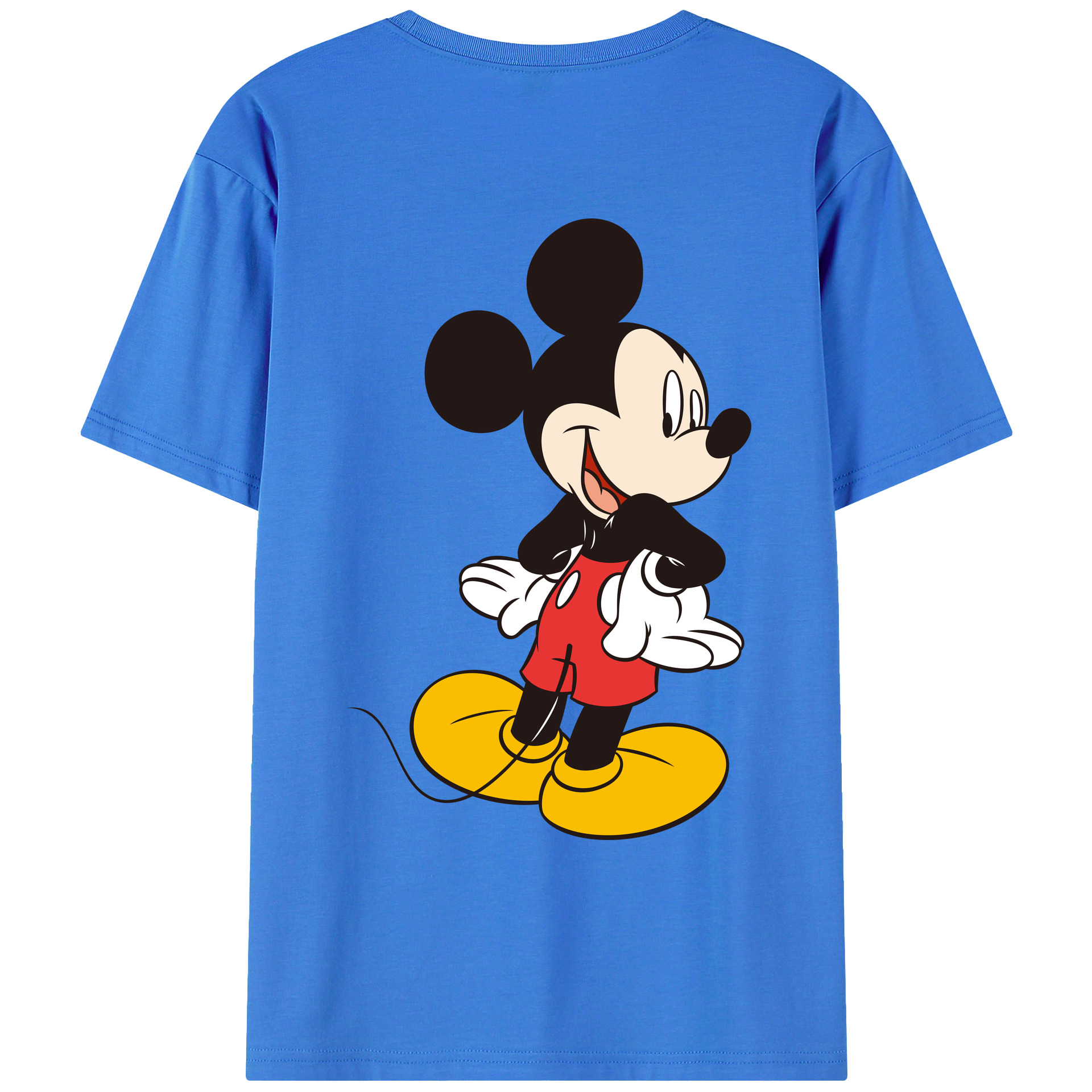 ミッキーマウス Mickey Mouse 綿100％ メンズ半袖Tシャツ（バックプリント） 通気性
