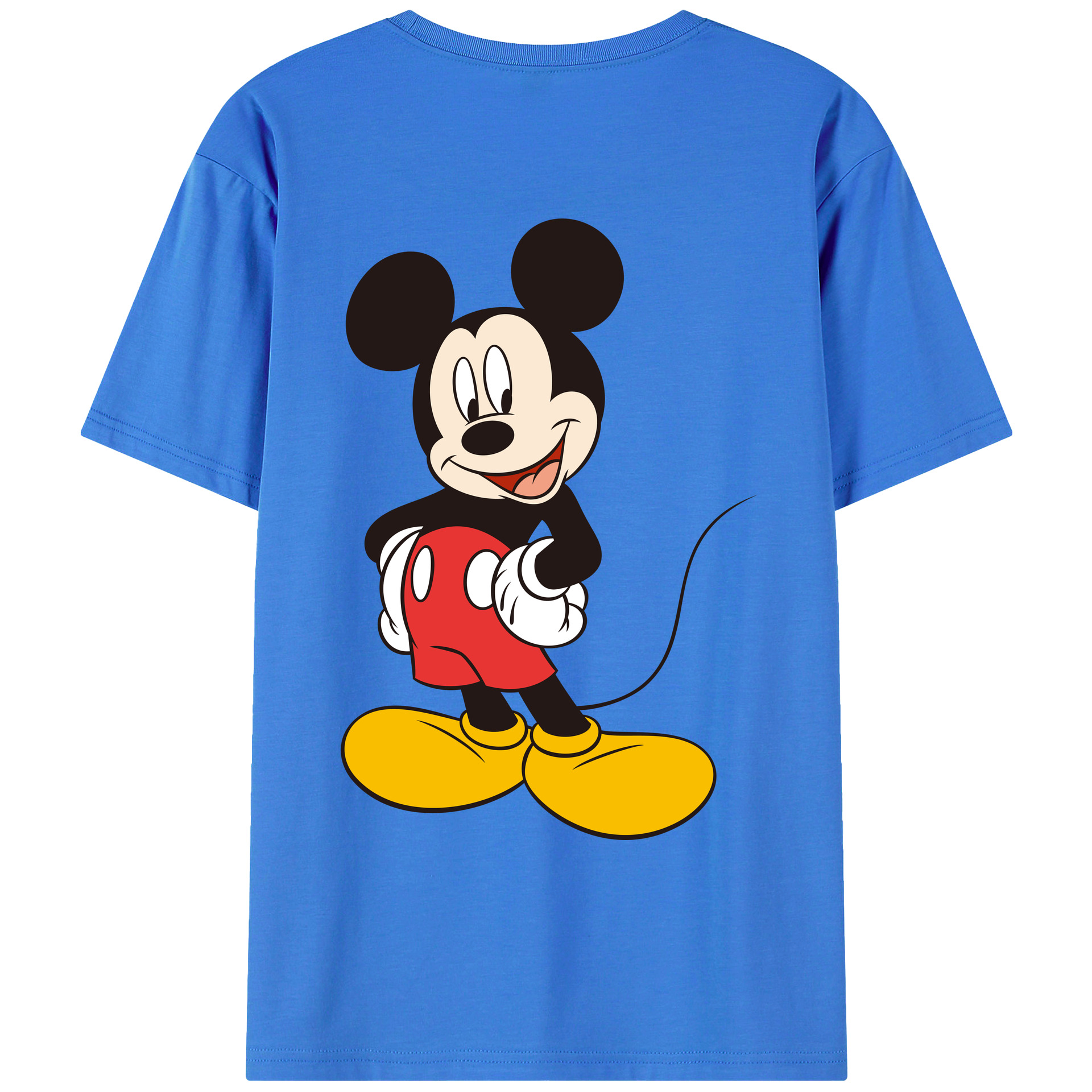 ミッキーマウス Mickey Mouse 綿100％ メンズ半袖Tシャツ（バックプリント） 通気性