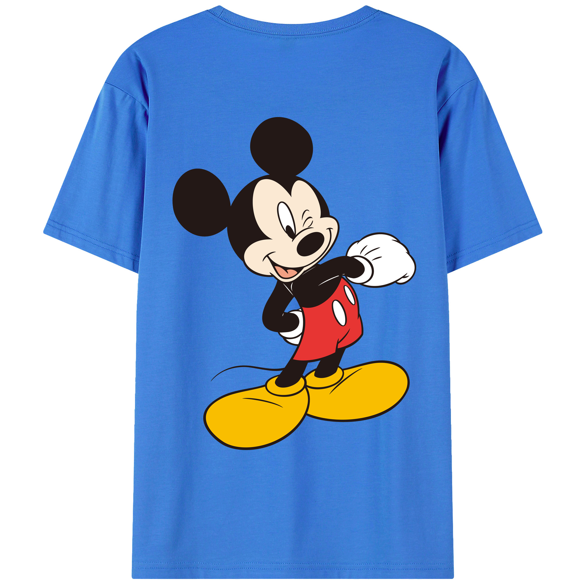 ミッキーマウス Mickey Mouse 綿100％ メンズ半袖Tシャツ（バックプリント） 通気性