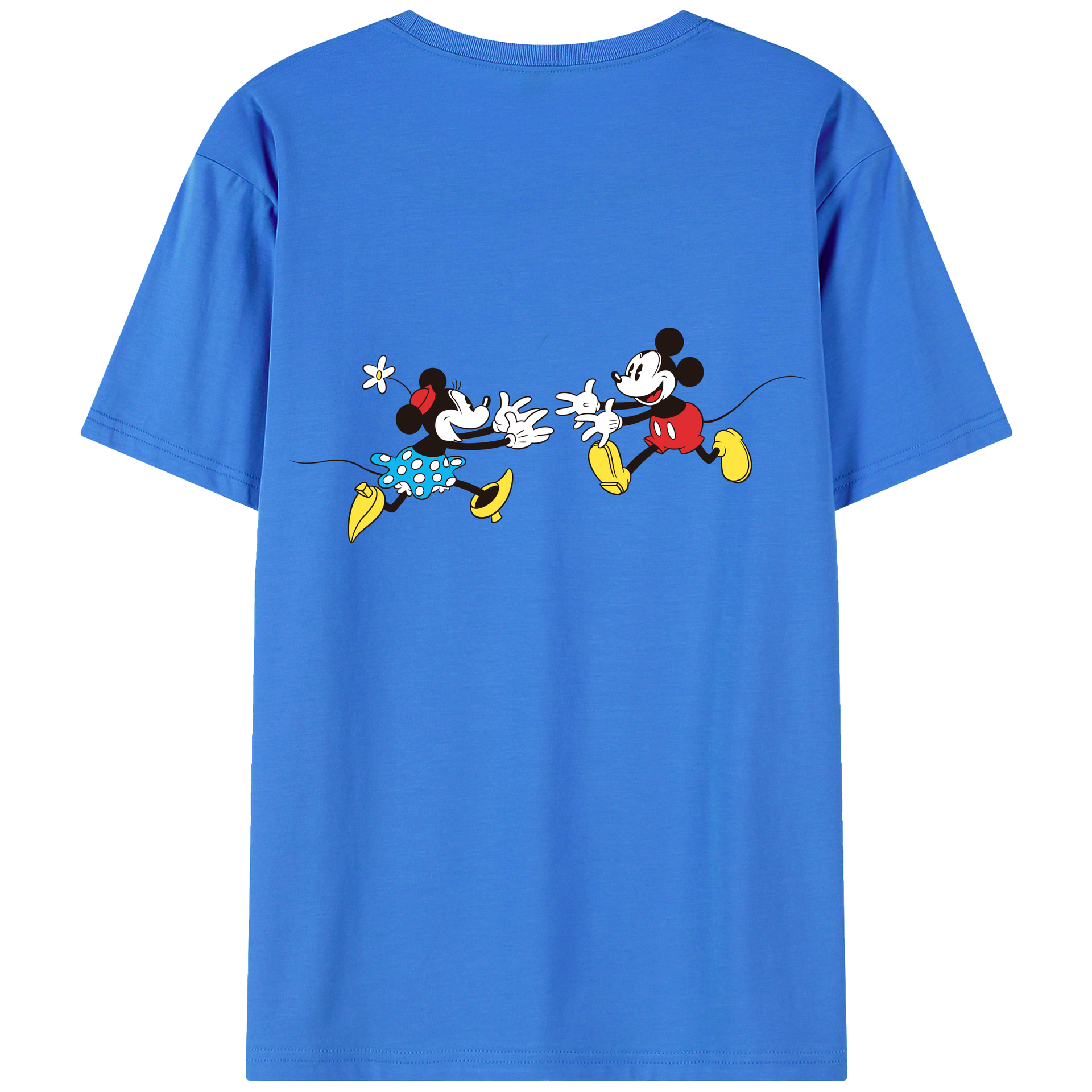 ミッキーマウス Mickey Mouse 綿100％ メンズ半袖Tシャツ（バックプリント） 通気性