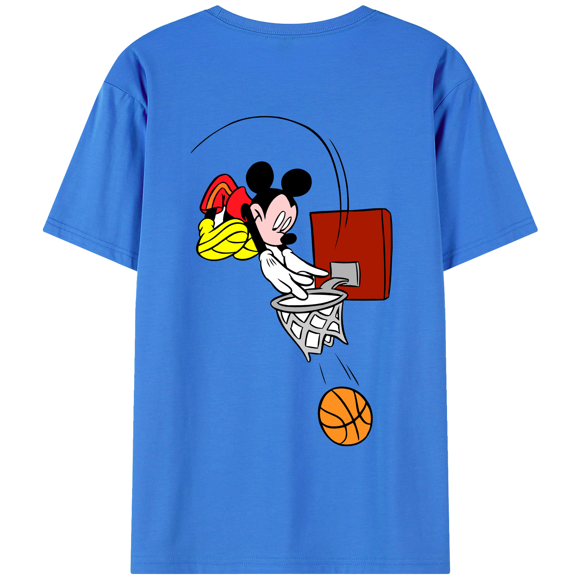 ミッキーマウス Mickey Mouse 綿100％ メンズ半袖Tシャツ（バックプリント） 通気性