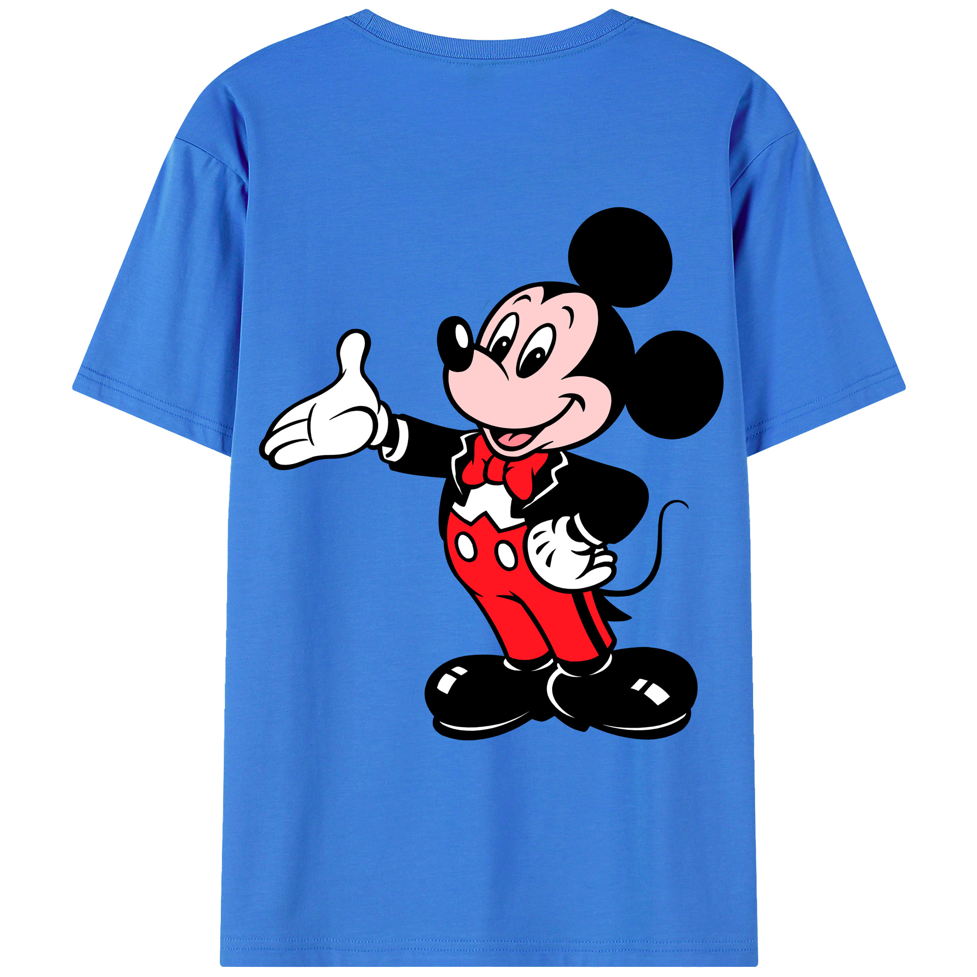 ミッキーマウス Mickey Mouse 綿100％ メンズ半袖Tシャツ（バックプリント） 通気性