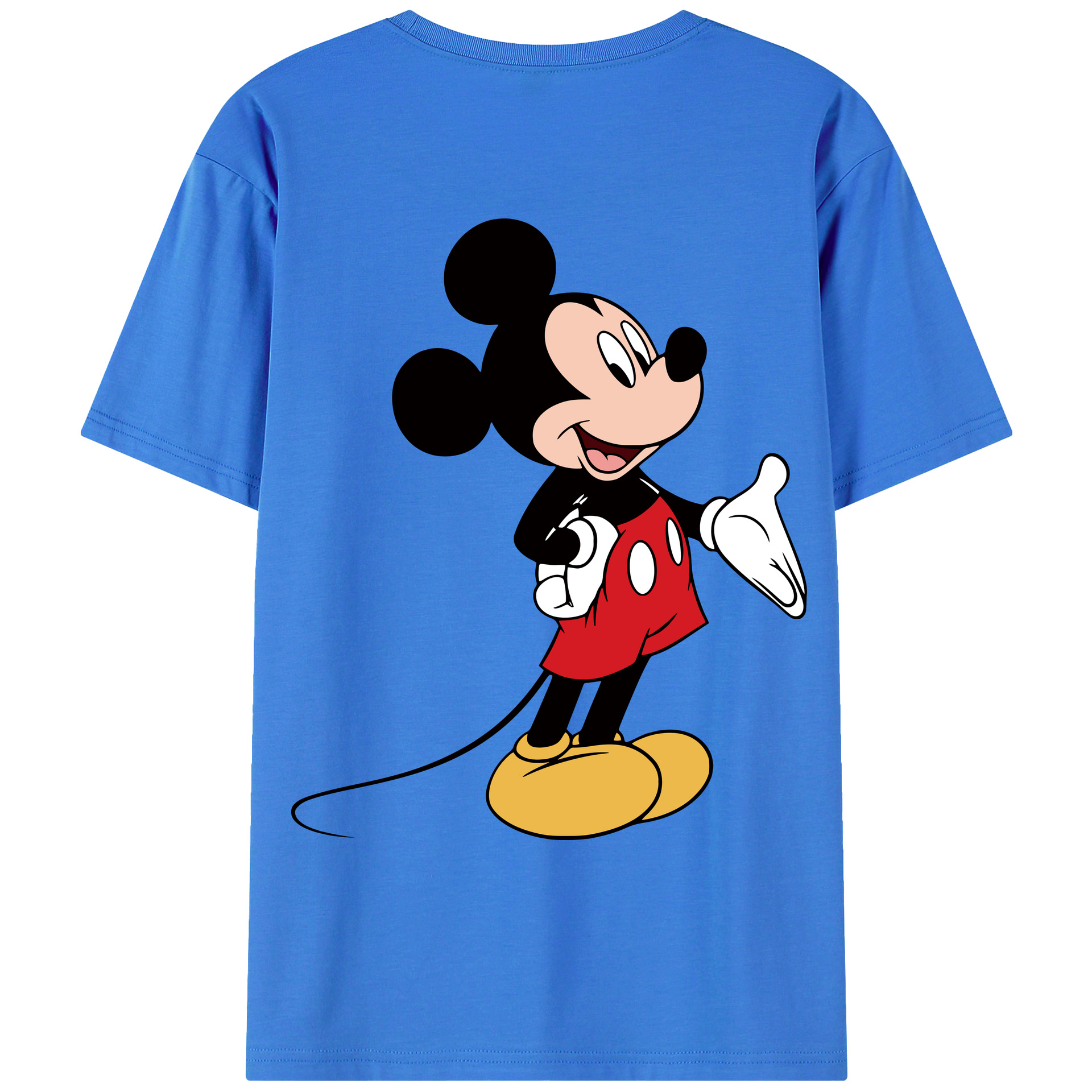 ミッキーマウス Mickey Mouse 綿100％ メンズ半袖Tシャツ（バックプリント） 通気性