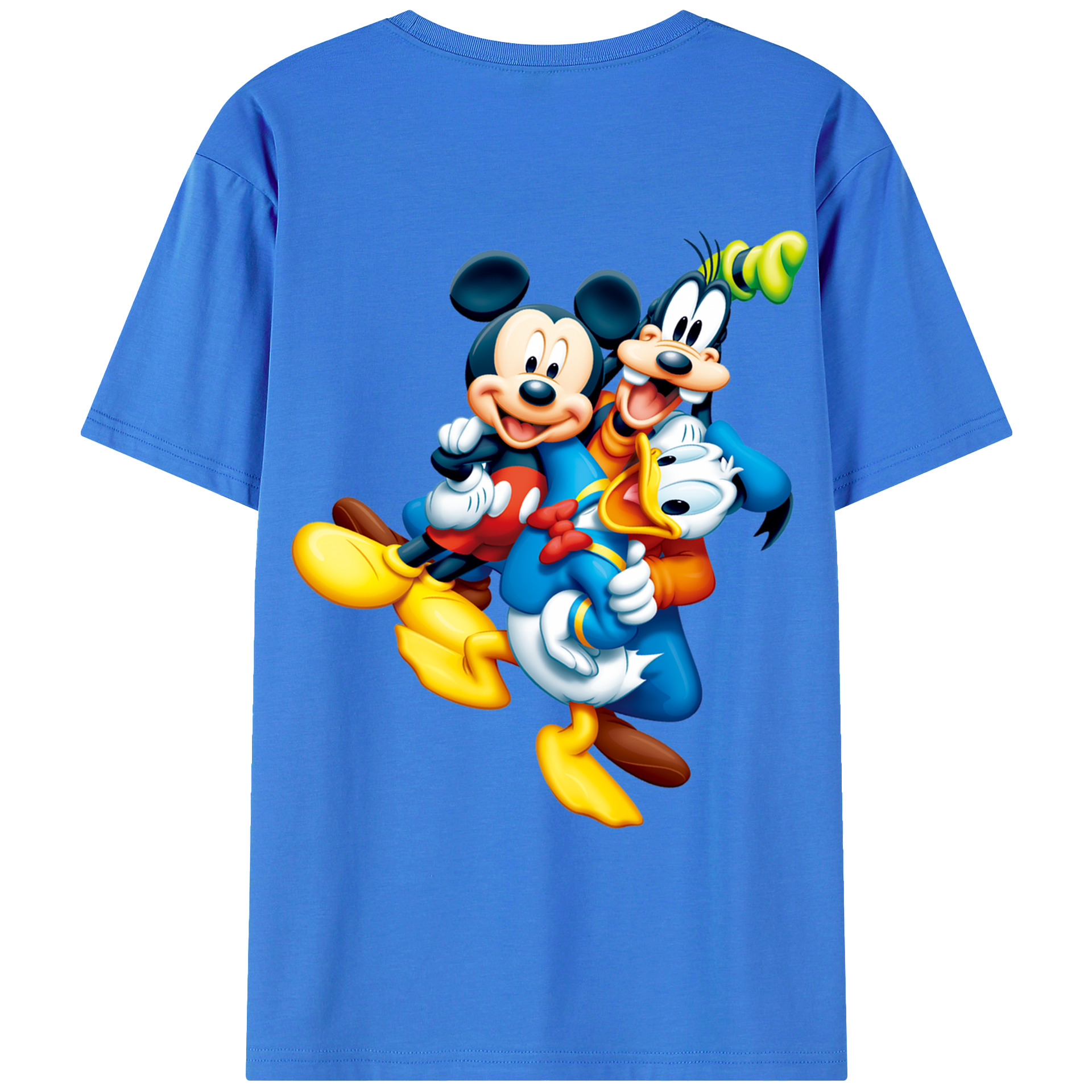ミッキーマウス Mickey Mouse 綿100％ メンズ半袖Tシャツ（バックプリント） 通気性