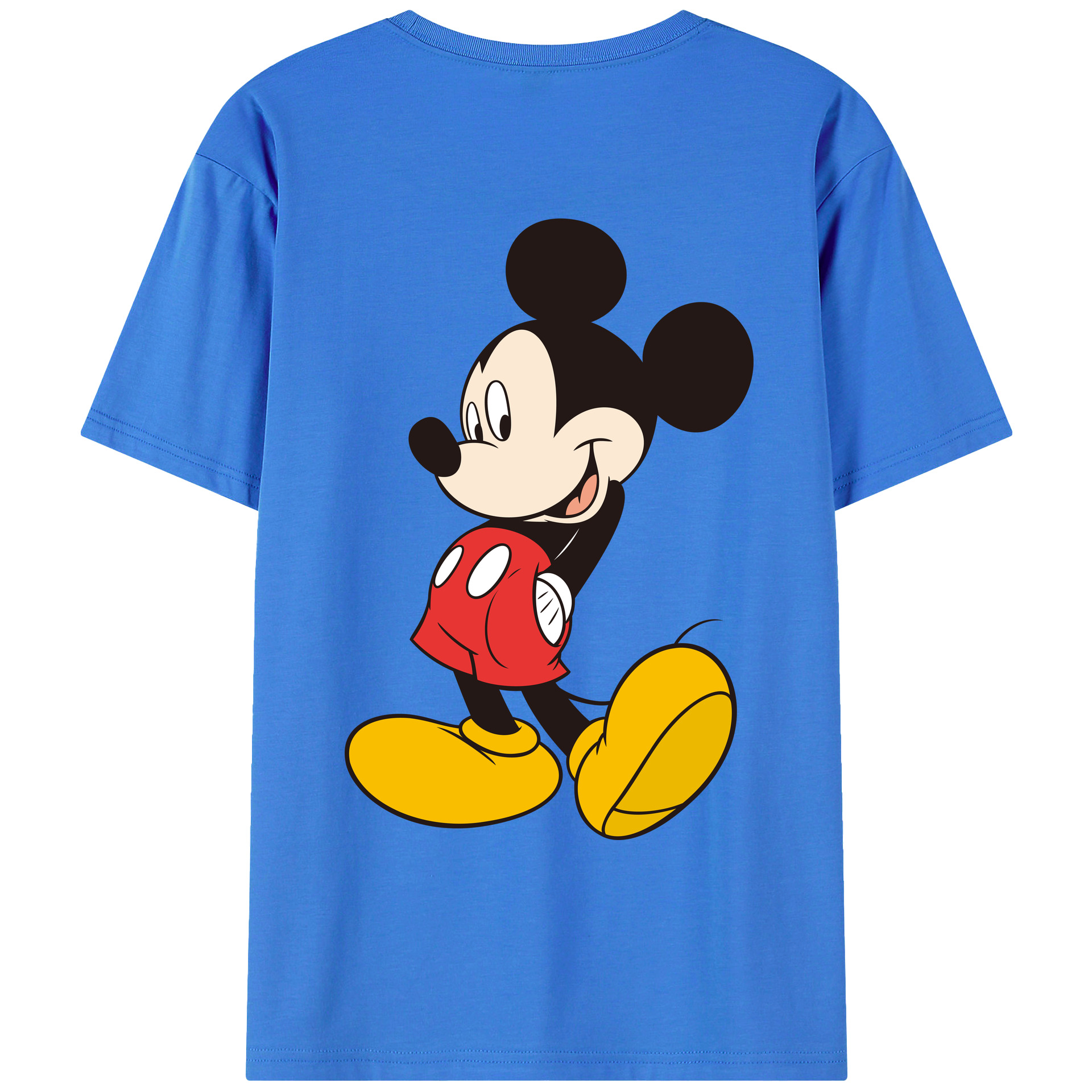 ミッキーマウス Mickey Mouse 綿100％ メンズ半袖Tシャツ（バックプリント） 通気性